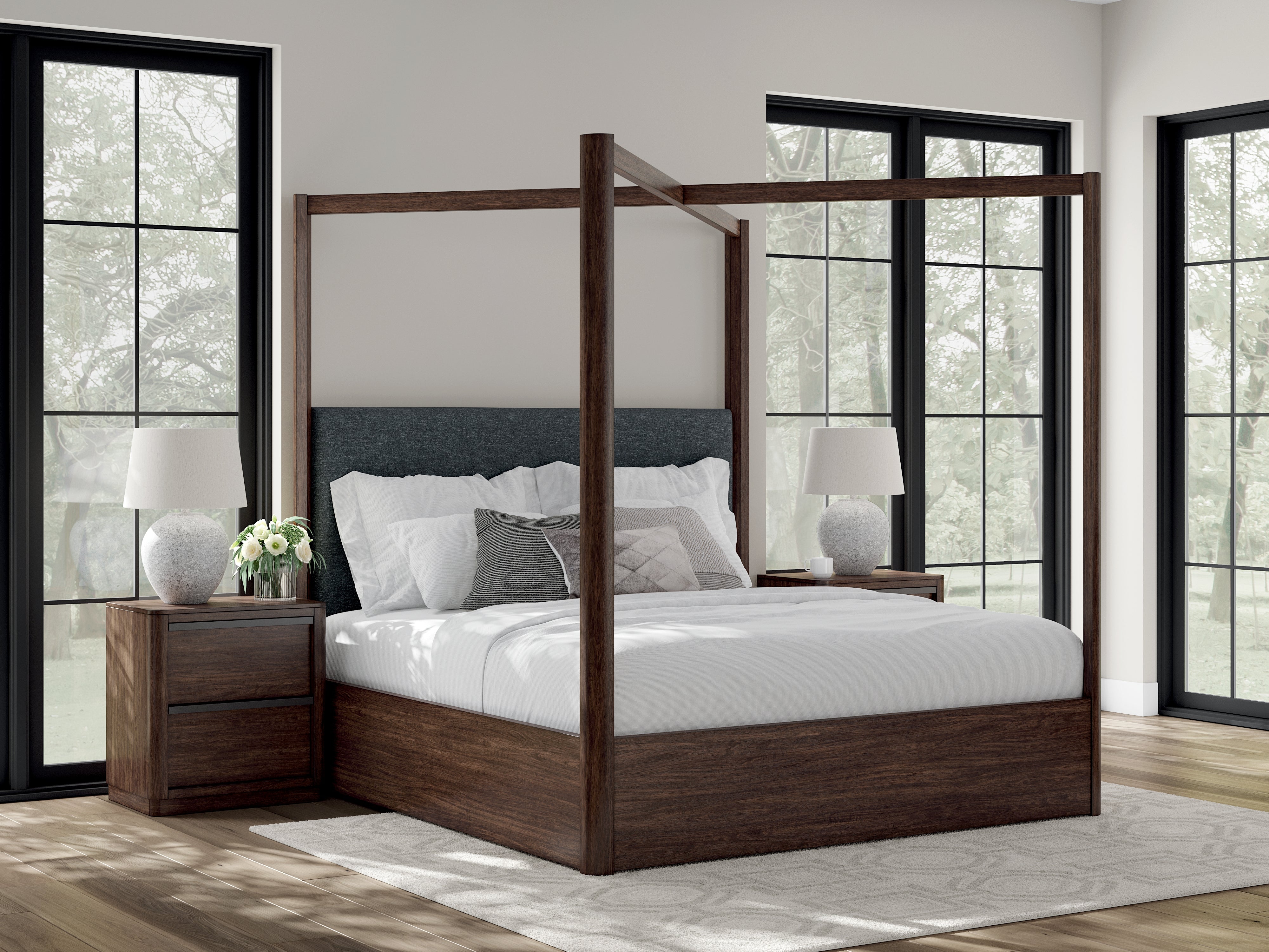 Sectionals for Less - Ashley Furniture - Dilenno Bedroom - King Canopy Bed / Dark Brown - PCB857B6
