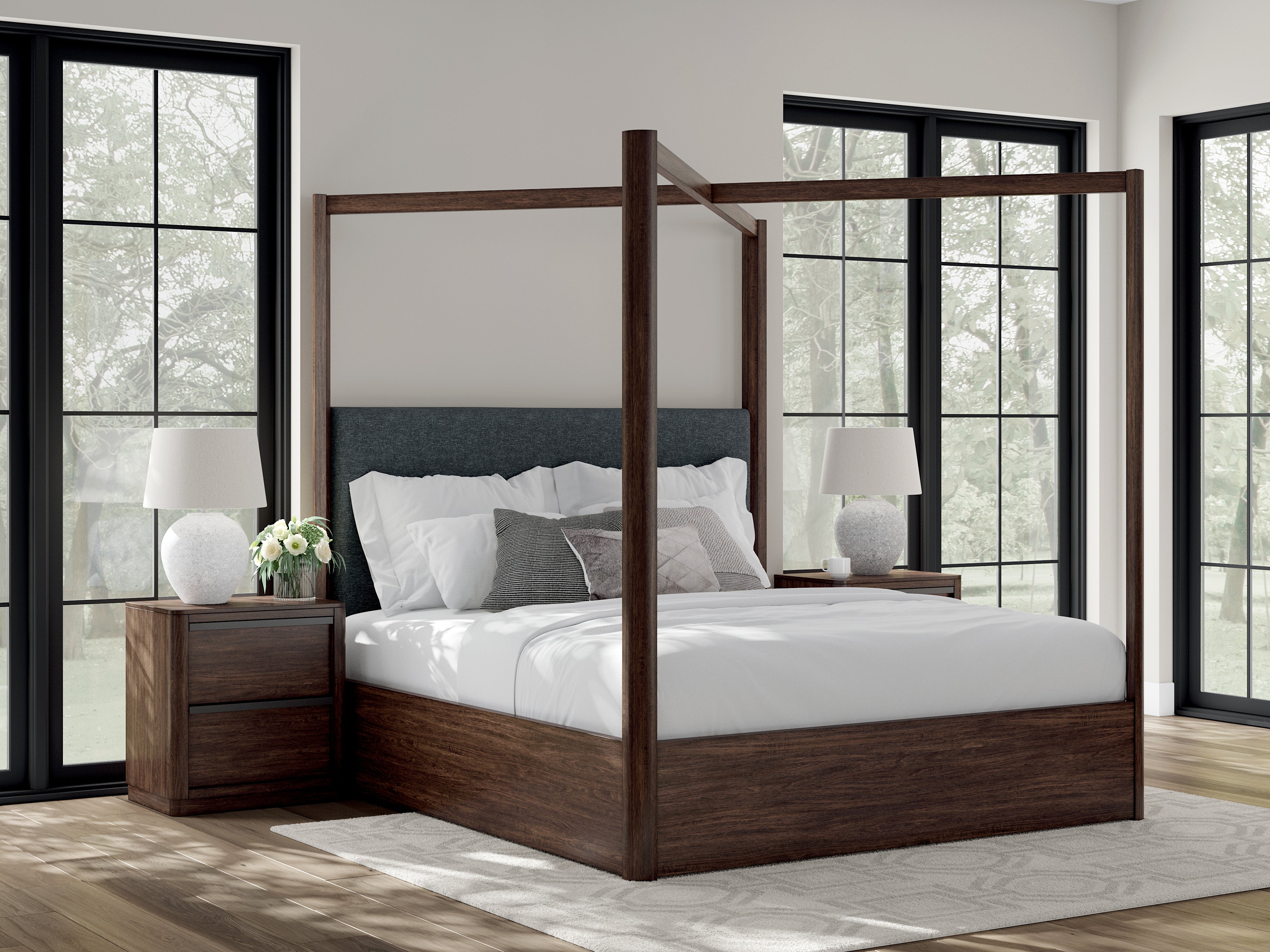 Sectionals for Less - Ashley Furniture - Dilenno Bedroom - California King Canopy Bed / Dark Brown - PCB857B7