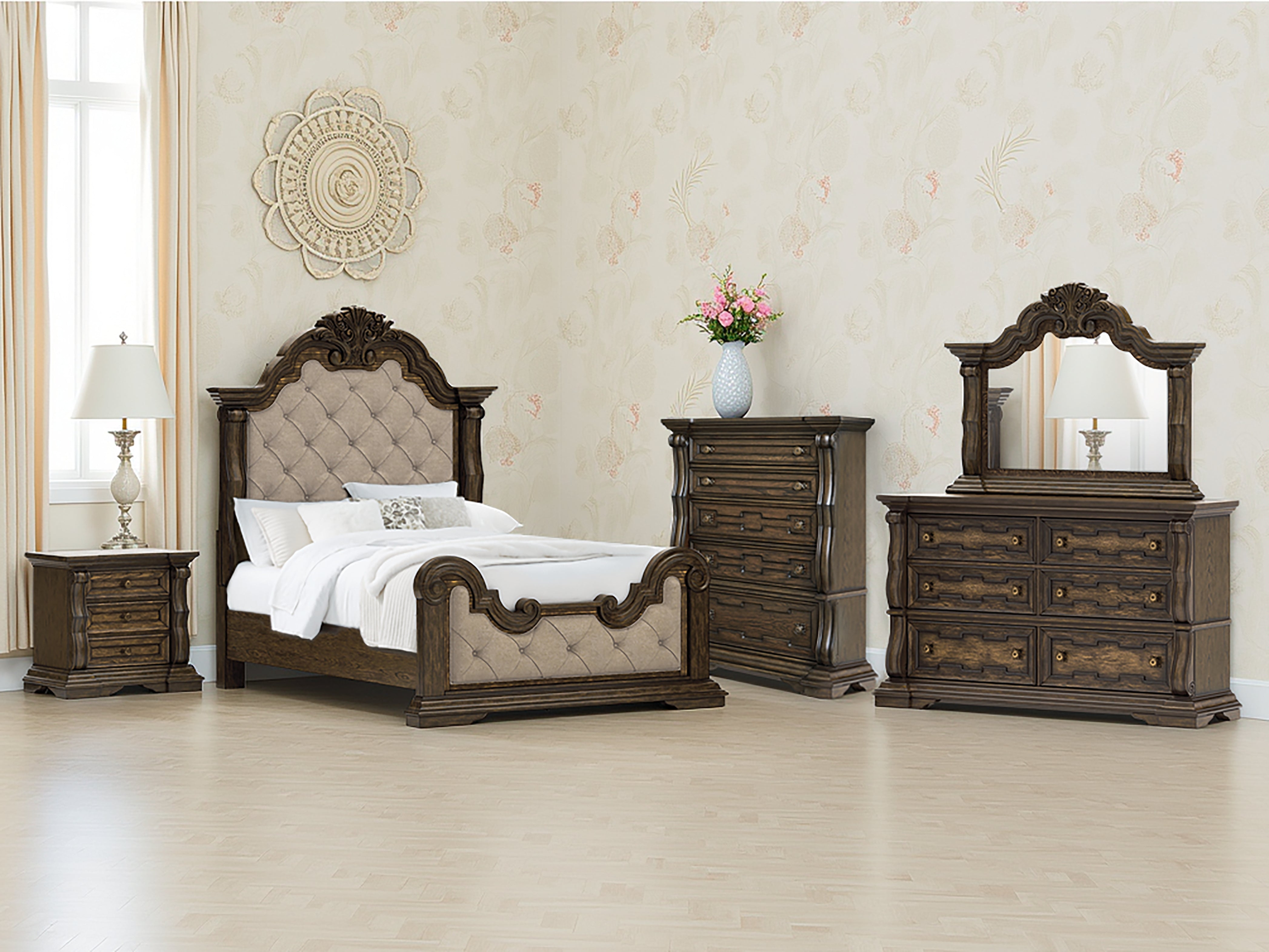 Sectionals for Less - Ashley Furniture - Maylee Bedroom - Queen Upholstered Bed / Dark Brown - B947B2