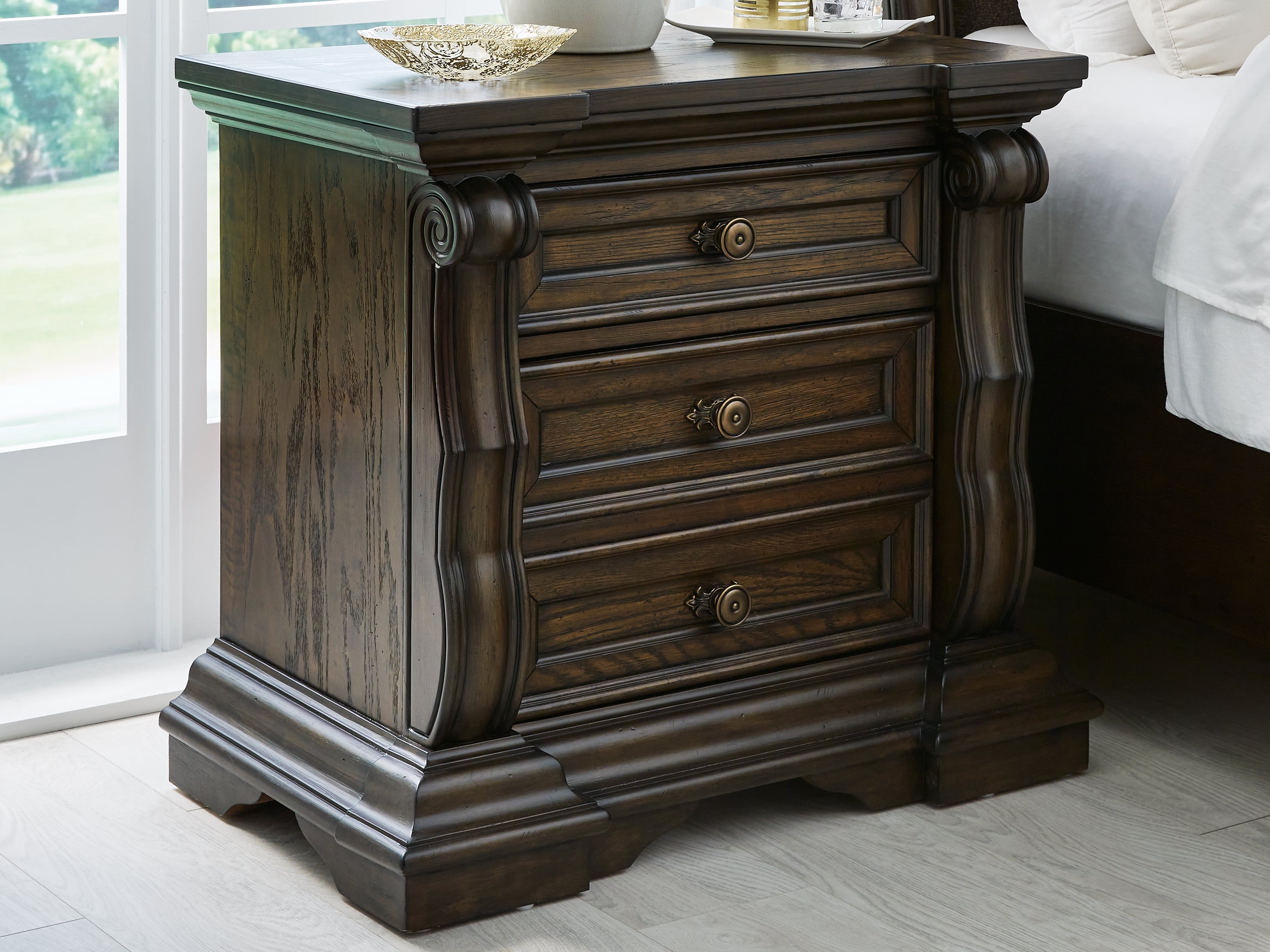 Sectionals for Less - Ashley Furniture - Maylee Bedroom - Three Drawer Night Stand / Dark Brown - B947-93