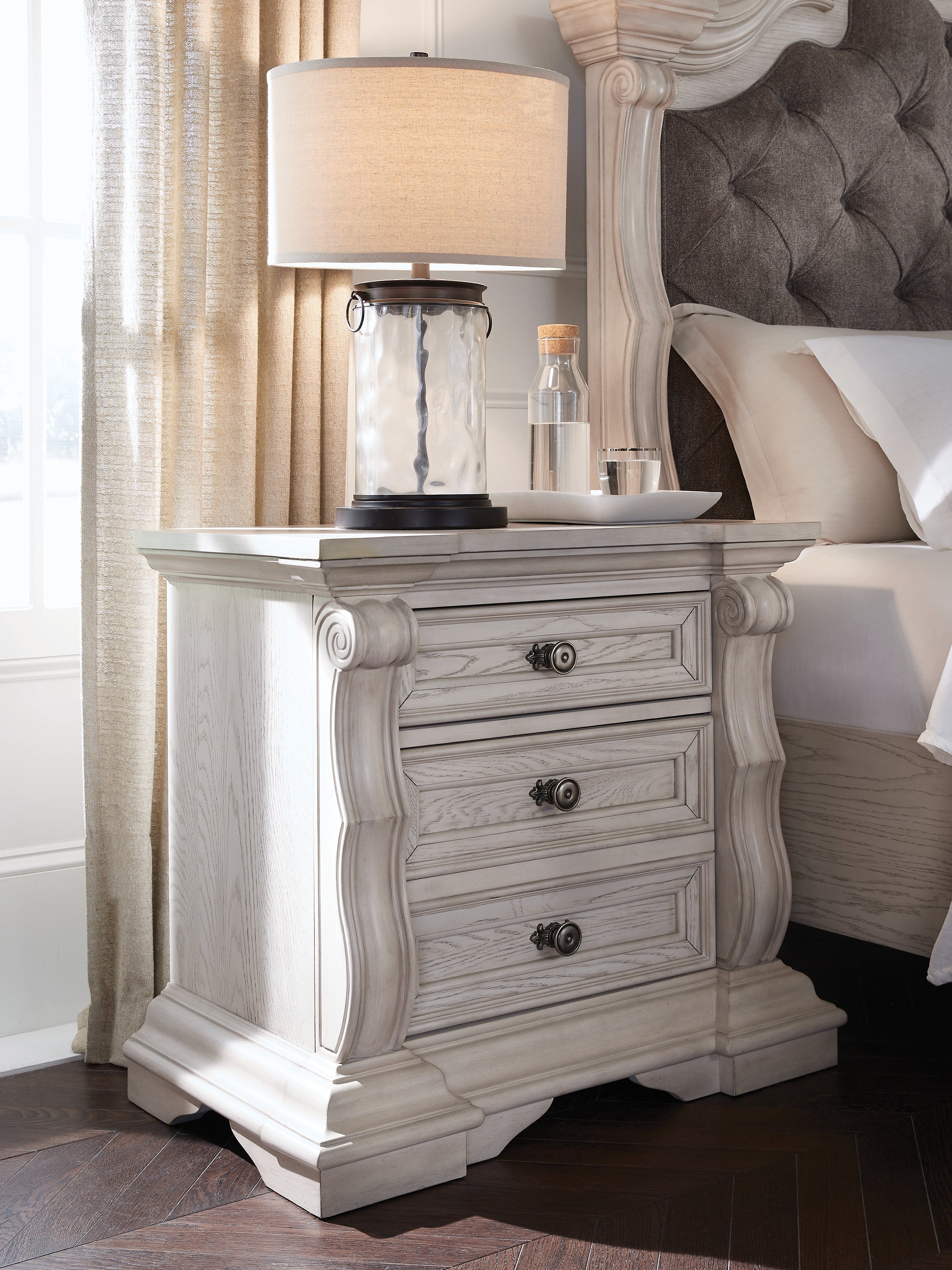 Sectionals for Less - Ashley Furniture - Bruchandi Bedroom - Three Drawer Night Stand / Antique White - PCB948-93