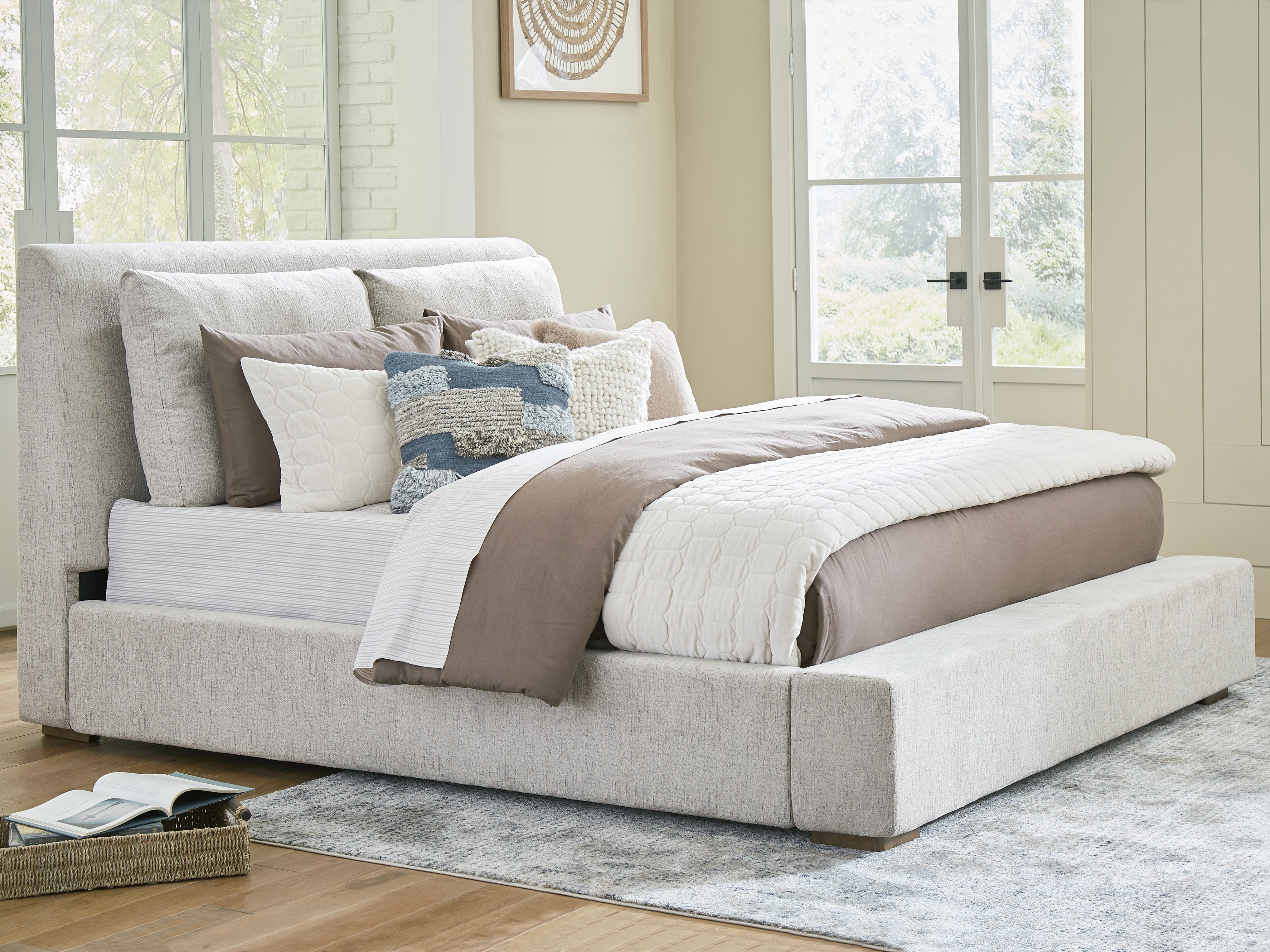 Sectionals for Less - Ashley Furniture - Cabalynn Bedroom - California King Upholstered Bed / Light Brown - B974B7