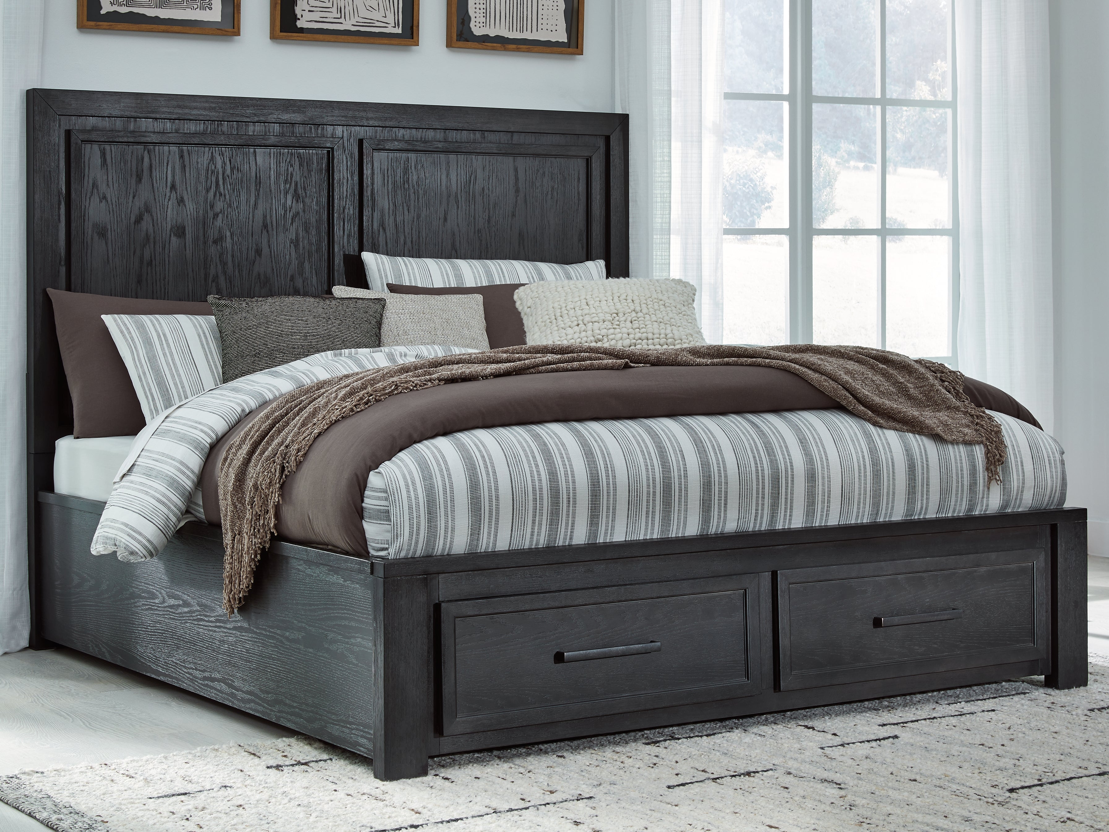 Sectionals for Less - Ashley Furniture - Foyland Bedroom - California King Panel Storage Bed / Black/Brown - B989B5
