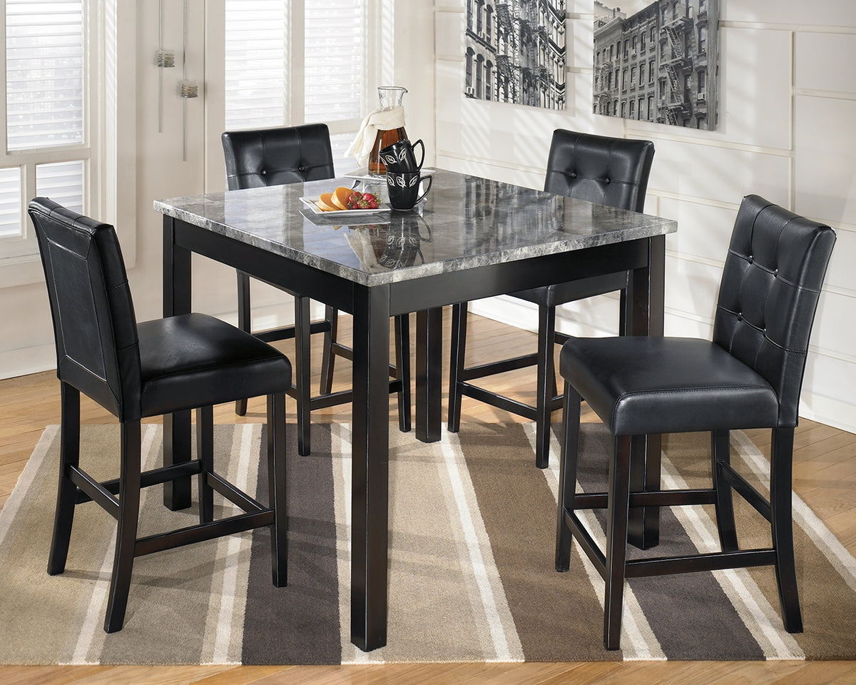 Sectionals for Less - Ashley Furniture - Maysville Dining Room - Square Counter TBL Set (5/CN) / Black - D154-223