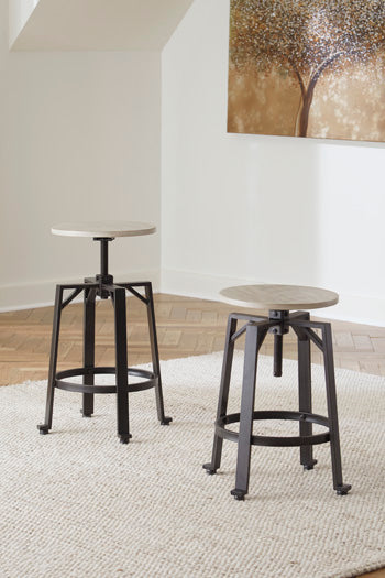 Sectionals for Less - Ashley Furniture - Karisslyn Dining Room - Counter Height Stool (Set of 2) / Whitewash/Black - D336-024X2