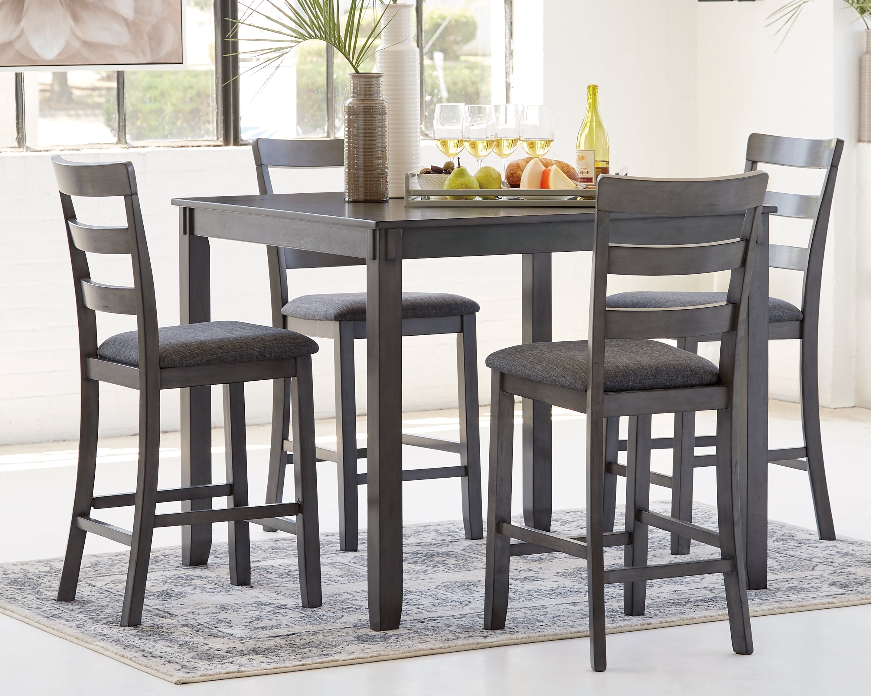 Sectionals for Less - Ashley Furniture - Bridson Dining Room - Square Counter TBL Set (5/CN) / Gray - D383-223