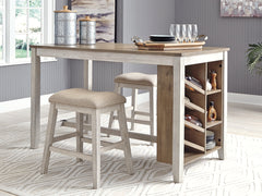 Sectionals for Less - Ashley Furniture - Skempton Dining Room - RECT Counter Table w/Storage / White/Light Brown - D394-32
