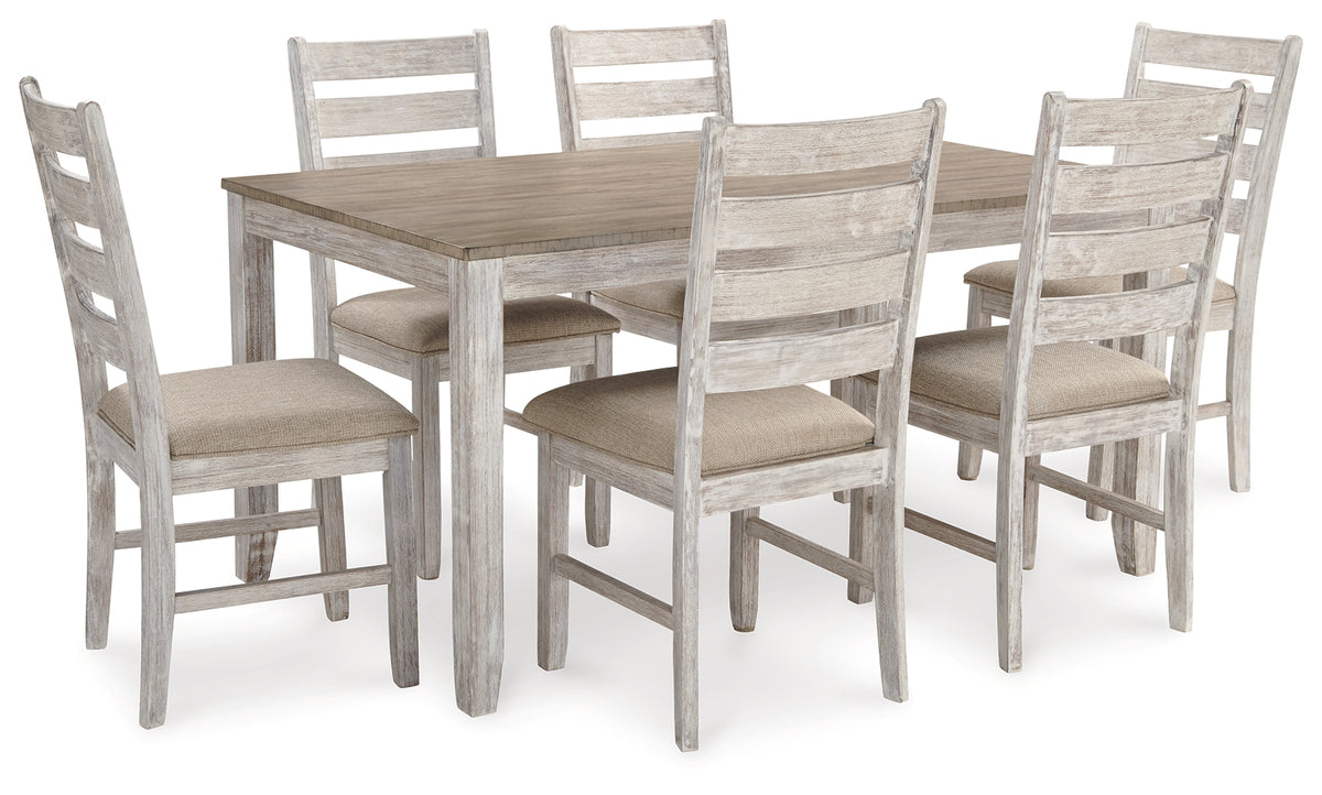 Sectionals for Less - Ashley Furniture - Skempton Dining Room - RECT DRM Counter TBL Set(7/CN) / White/Light Brown - D394-423