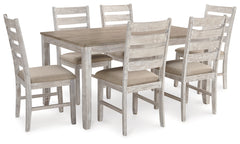 Sectionals for Less - Ashley Furniture - Skempton Dining Room - RECT DRM Counter TBL Set(7/CN) / White/Light Brown - D394-423