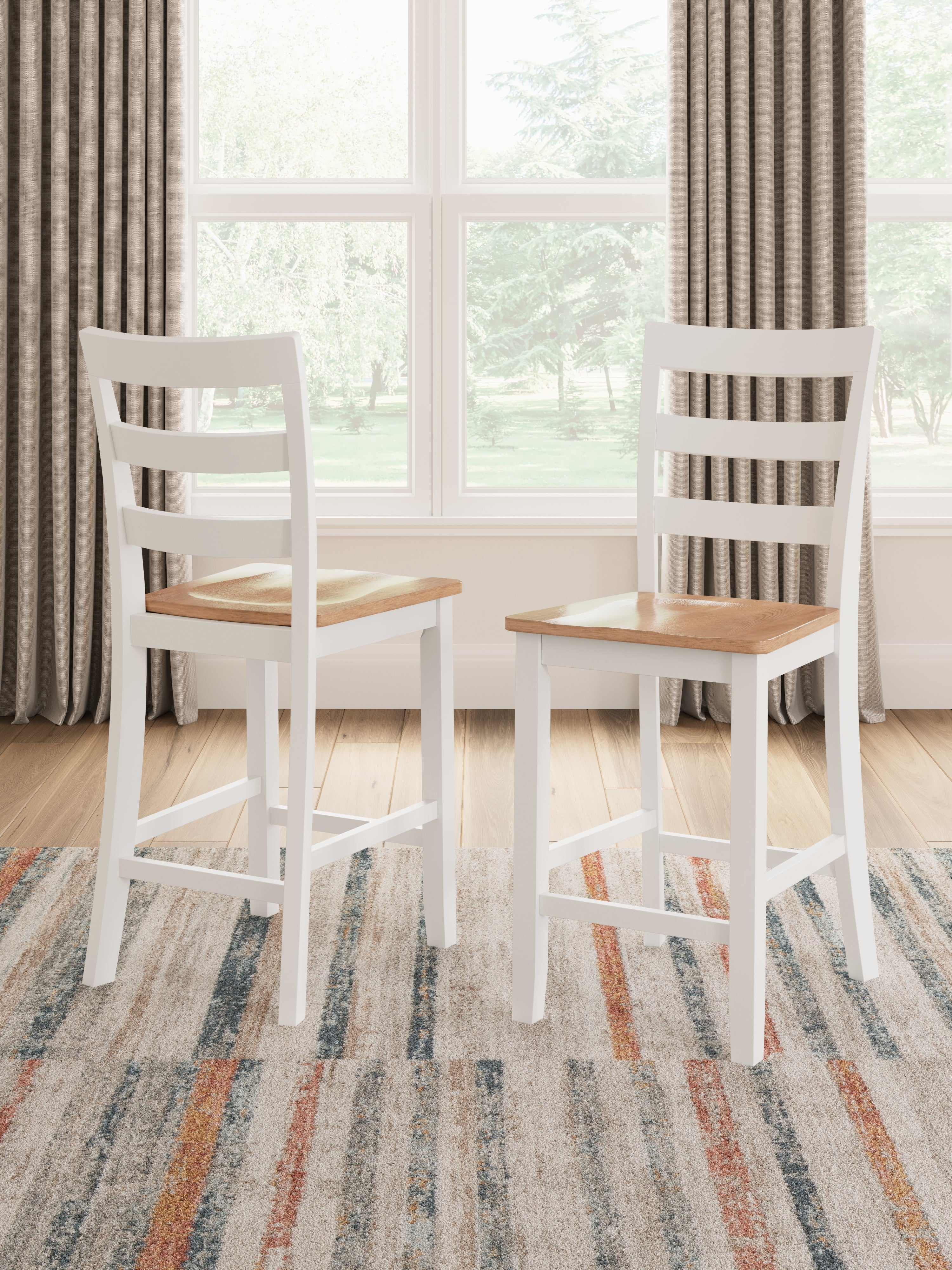 Sectionals for Less - Ashley Furniture - Gesthaven Dining Room - Counter Height Barstool (Set of 2) / Natural/White - D398-124X2