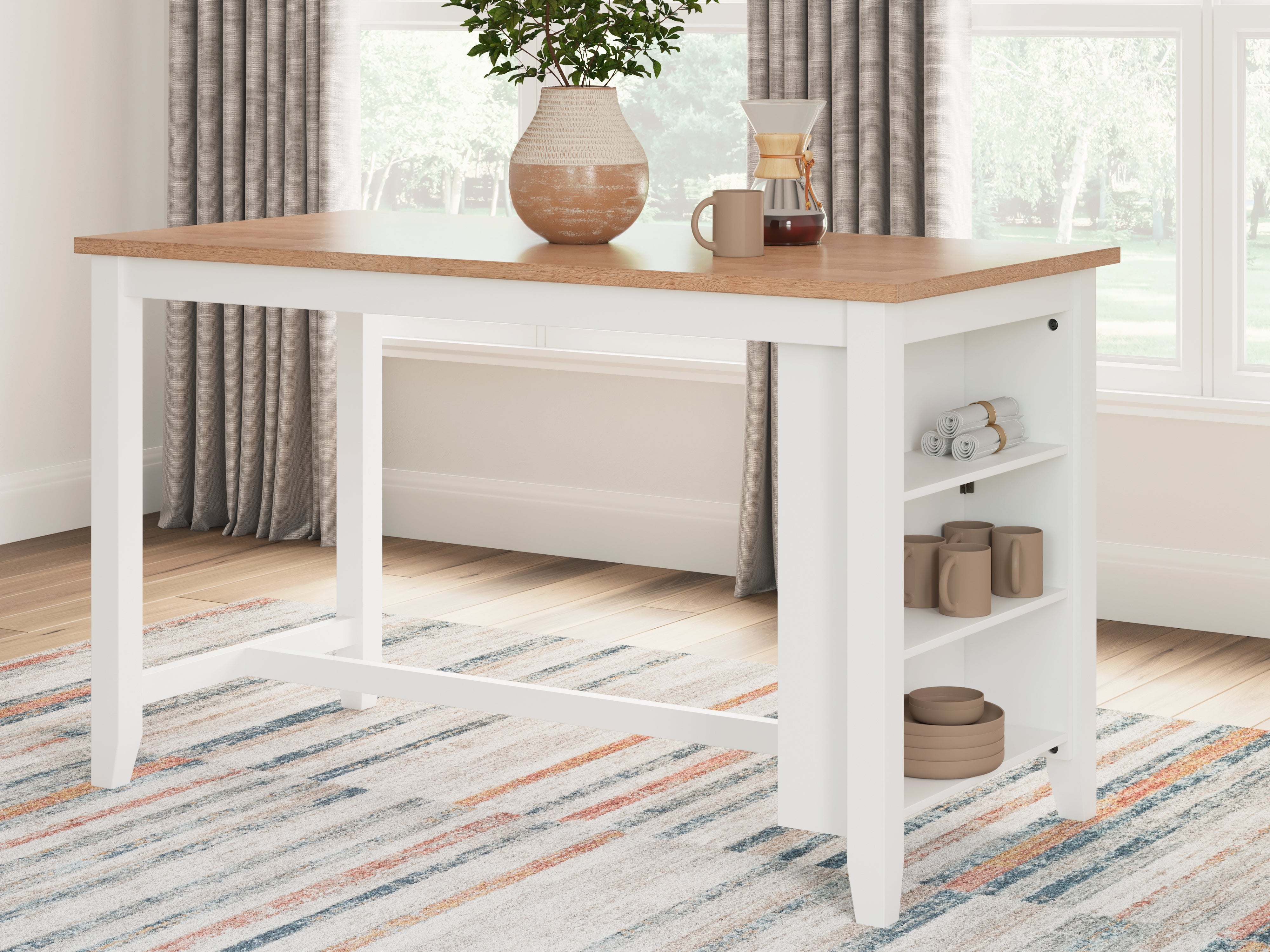 Sectionals for Less - Ashley Furniture - Gesthaven Dining Room - RECT Dining Room Counter Table / Natural/White - D398-13