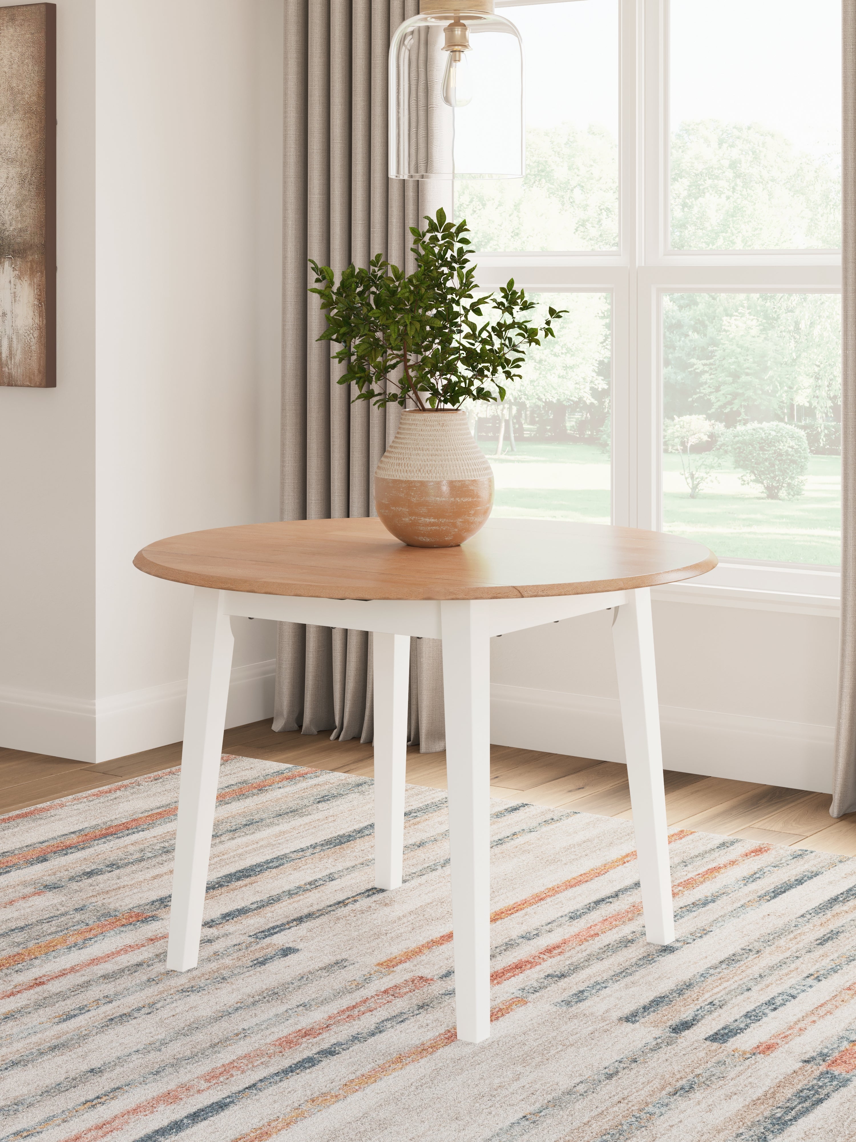 Sectionals for Less - Ashley Furniture - Gesthaven Dining Room - Round DRM Drop Leaf Table / Natural/White - D398-15