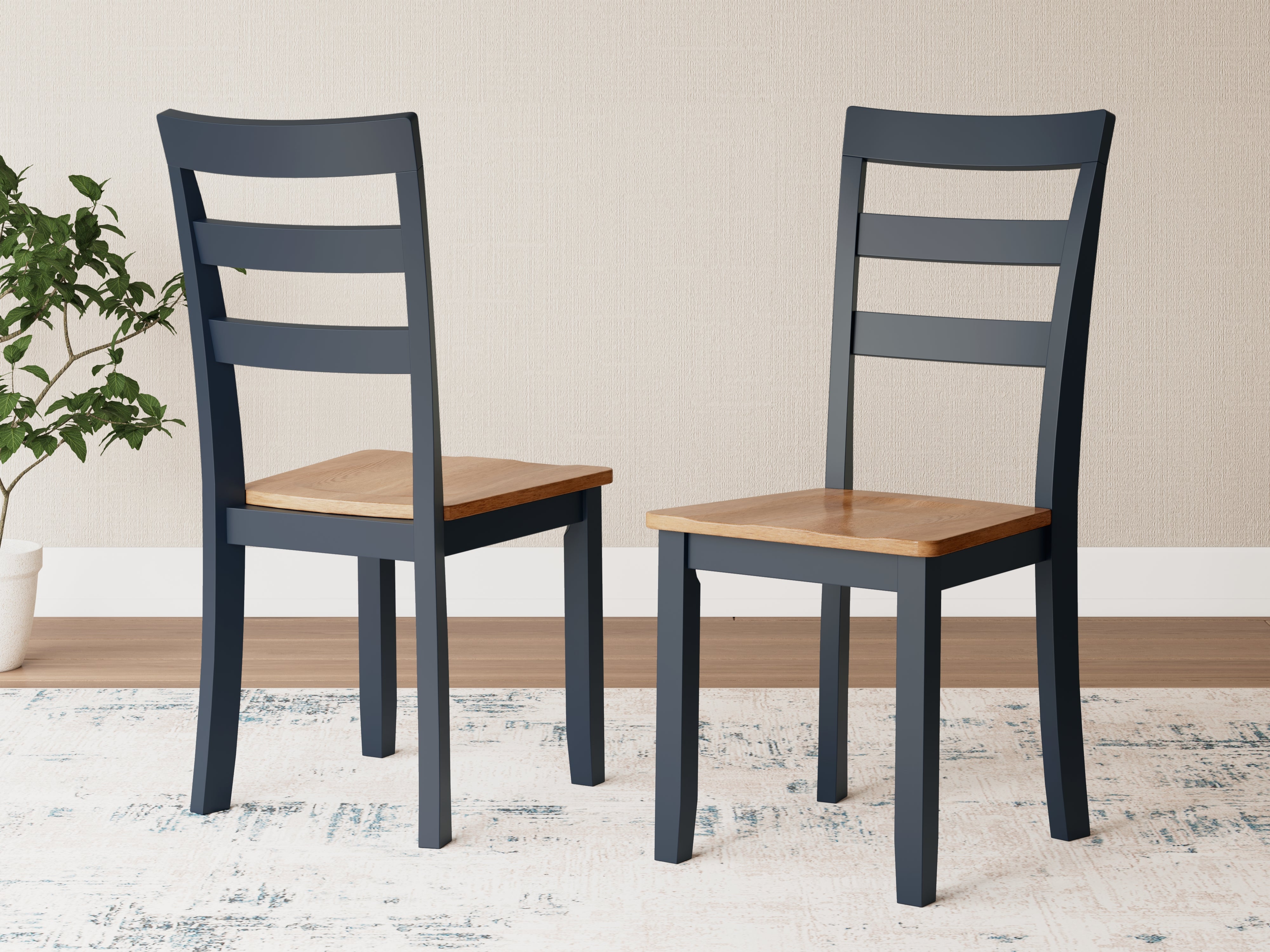 Sectionals for Less - Ashley Furniture - Gesthaven Dining Room - Dining Chair (Set of 2) / Natural/Blue - D399-01X2