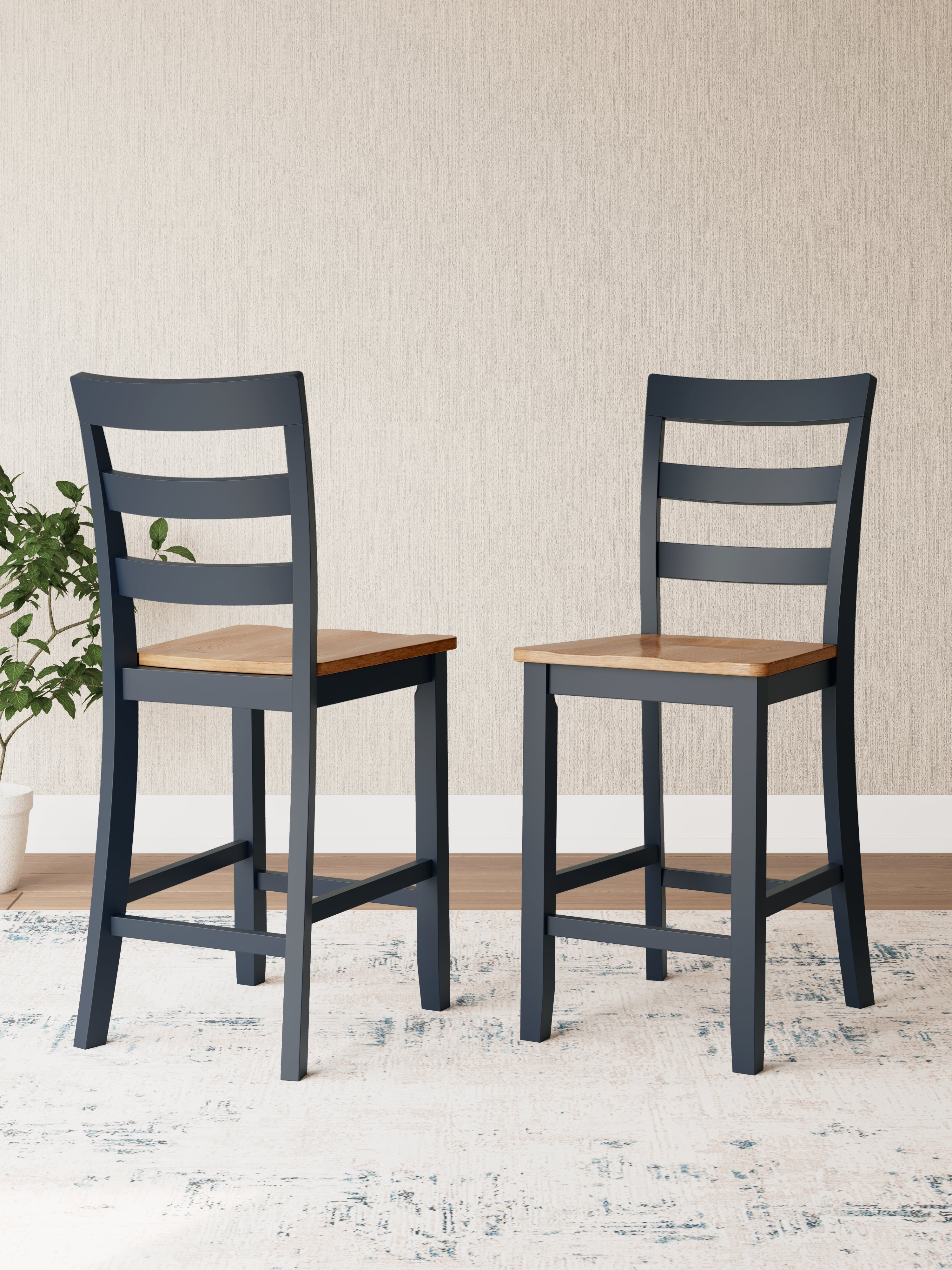 Sectionals for Less - Ashley Furniture - Gesthaven Dining Room - Counter Height Barstool (Set of 2) / Natural/Blue - D399-124X2