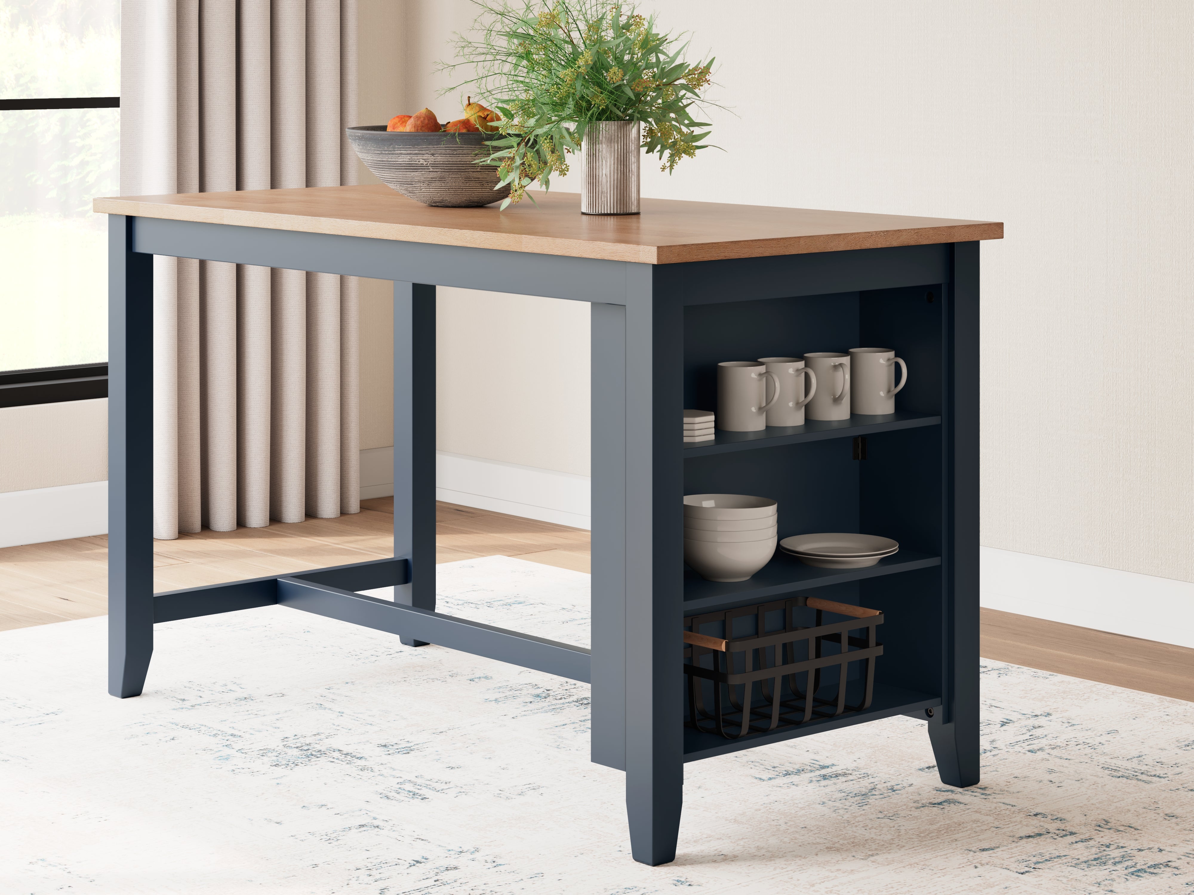 Sectionals for Less - Ashley Furniture - Gesthaven Dining Room - RECT Dining Room Counter Table / Natural/Blue - D399-13