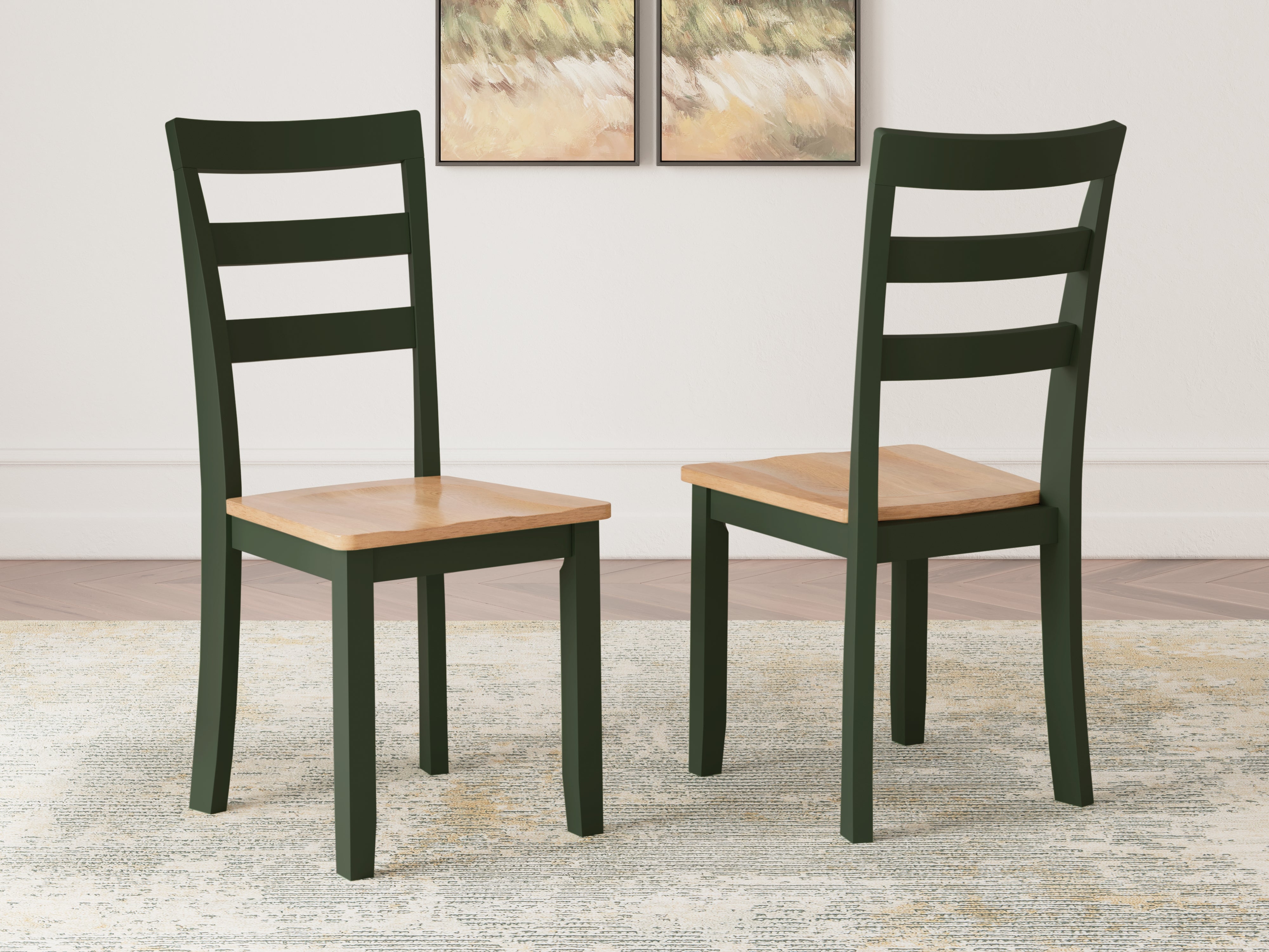 Sectionals for Less - Ashley Furniture - Gesthaven Dining Room - Dining Chair (Set of 2) / Natural/Green - D401-01X2