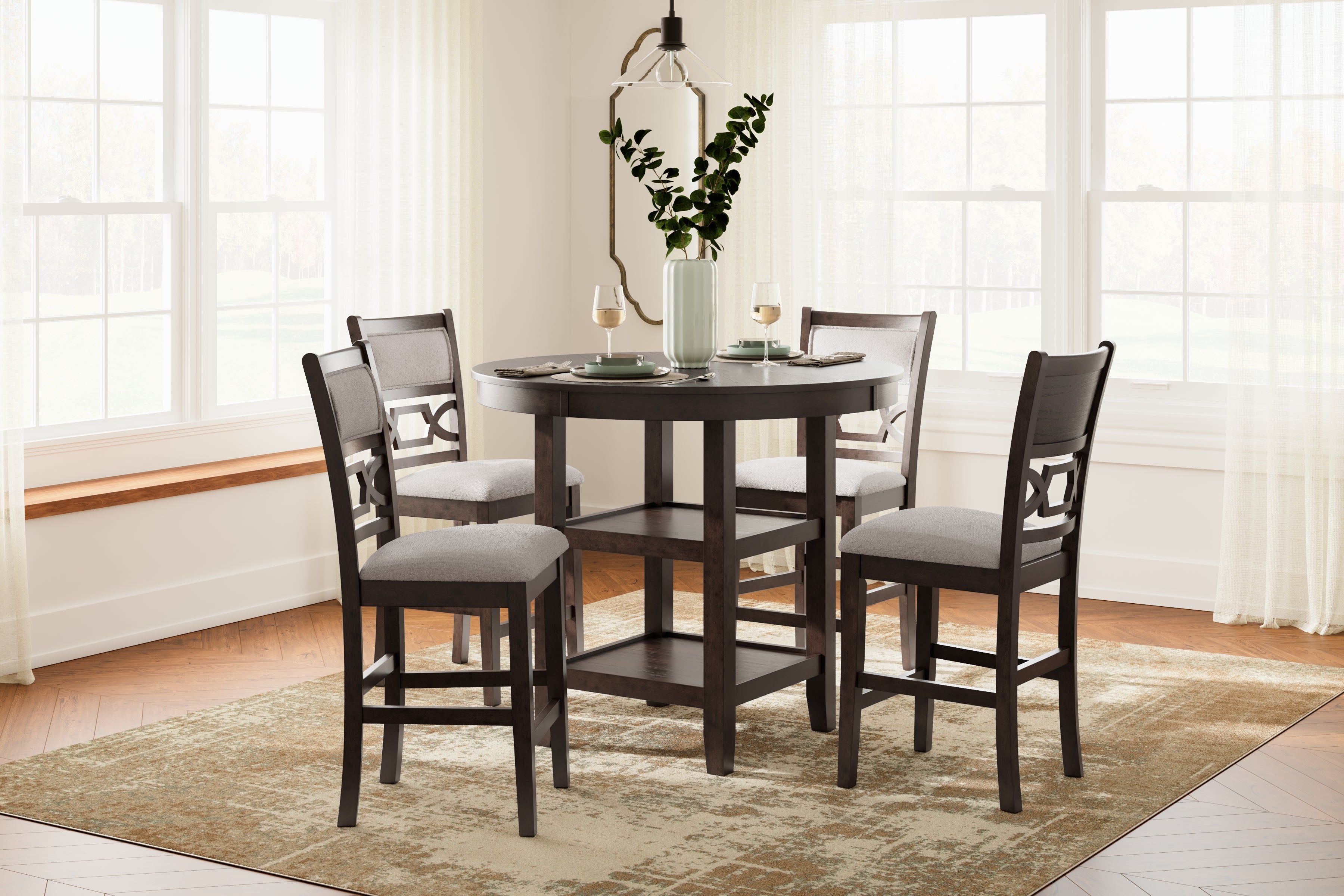Sectionals for Less - Ashley Furniture - Langwest Dining Room - DRM Counter Table Set (5/CN) / Brown - D422-223