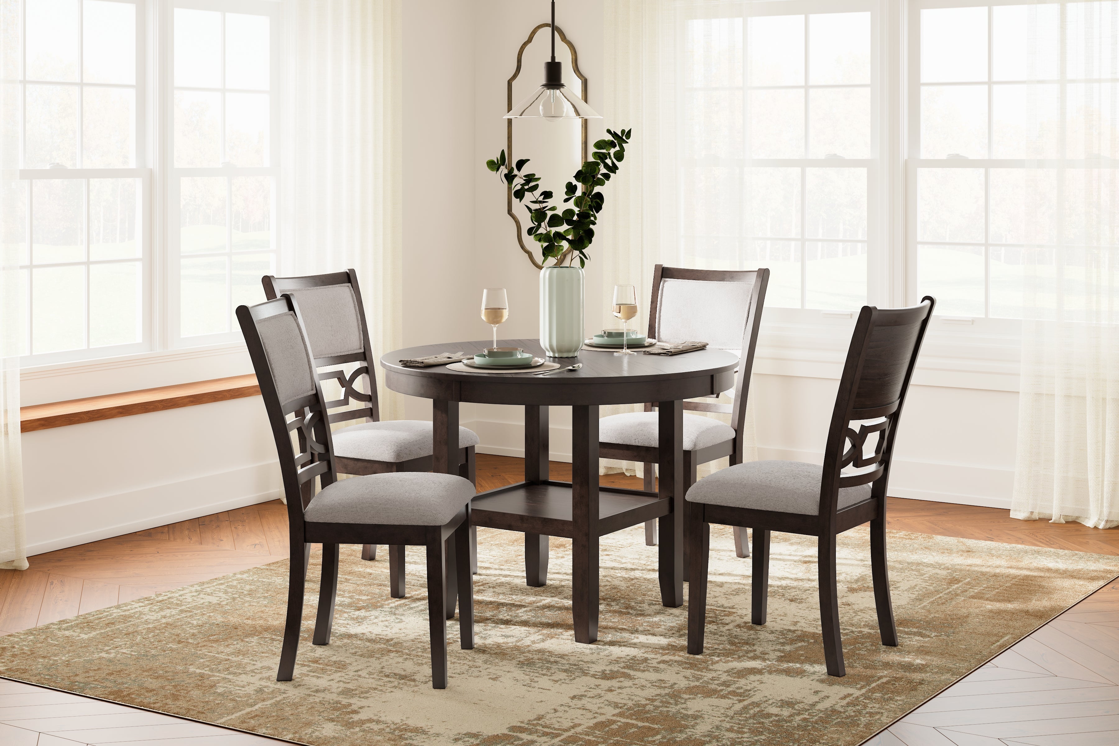 Sectionals for Less - Ashley Furniture - Langwest Dining Room - Dining Room Table Set (5/CN) / Brown - D422-225