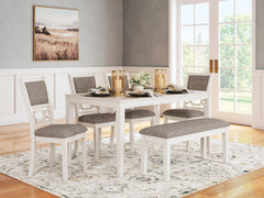 Sectionals for Less - Ashley Furniture - Erinberg Dining Room - Dining Room Table Set (6/CN) / Antique White - D423-325