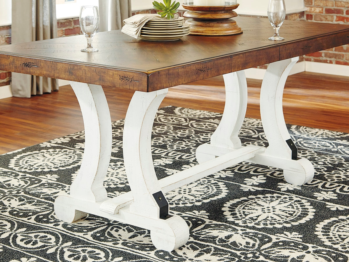 Sectionals for Less - Ashley Furniture - Valebeck Dining Room - Rectangular Dining Room Table / White/Brown - D546-35