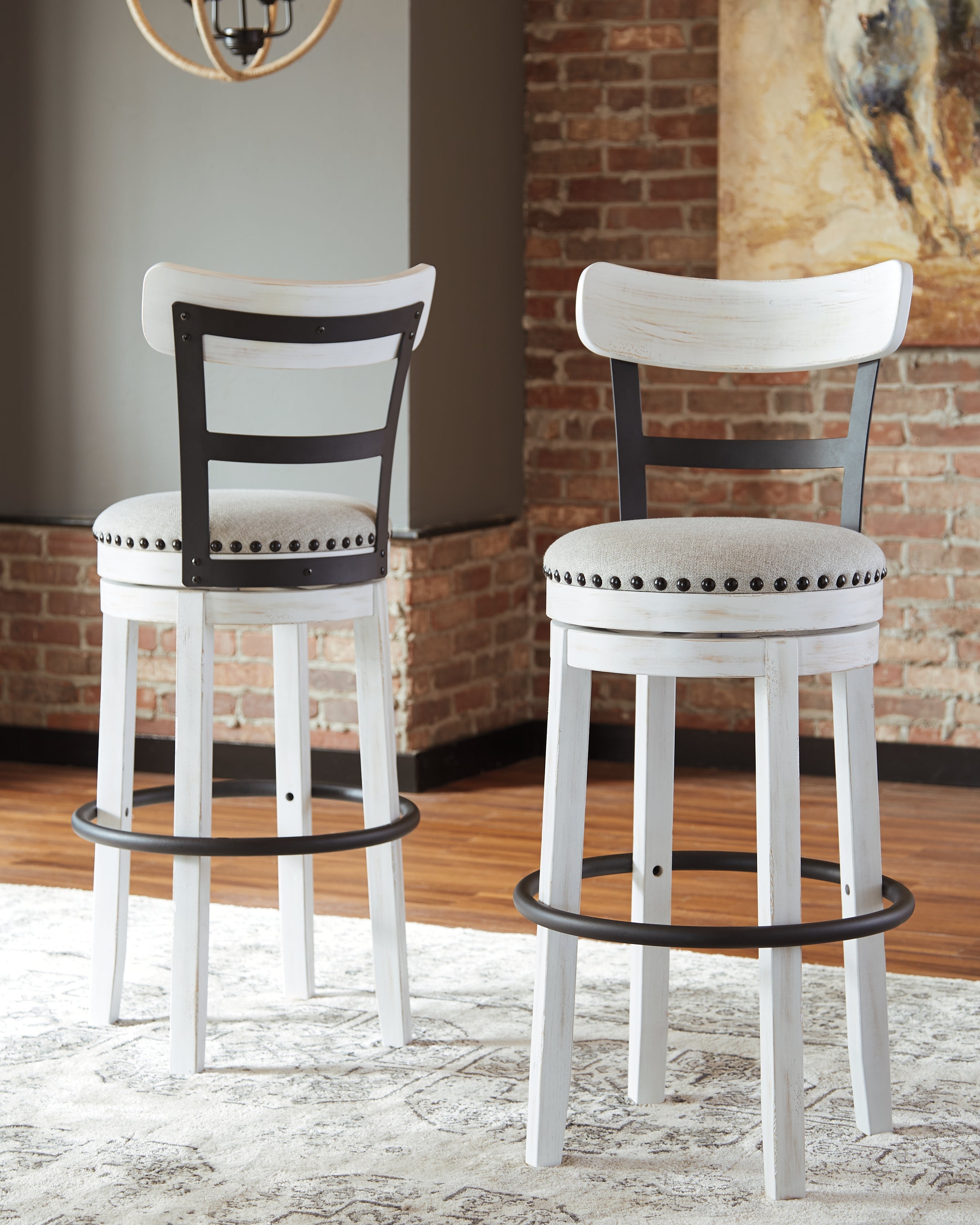 Sectionals for Less - Ashley Furniture - Valebeck Dining Room - Tall UPH Swivel Barstool(1/CN) / White - D546-530