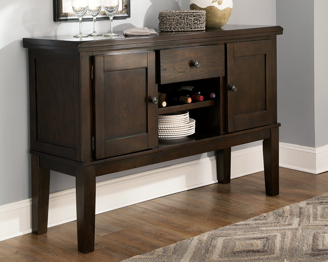 Sectionals for Less - Ashley Furniture - Haddigan Dining Room - Dining Room Server / Dark Brown - D596-60