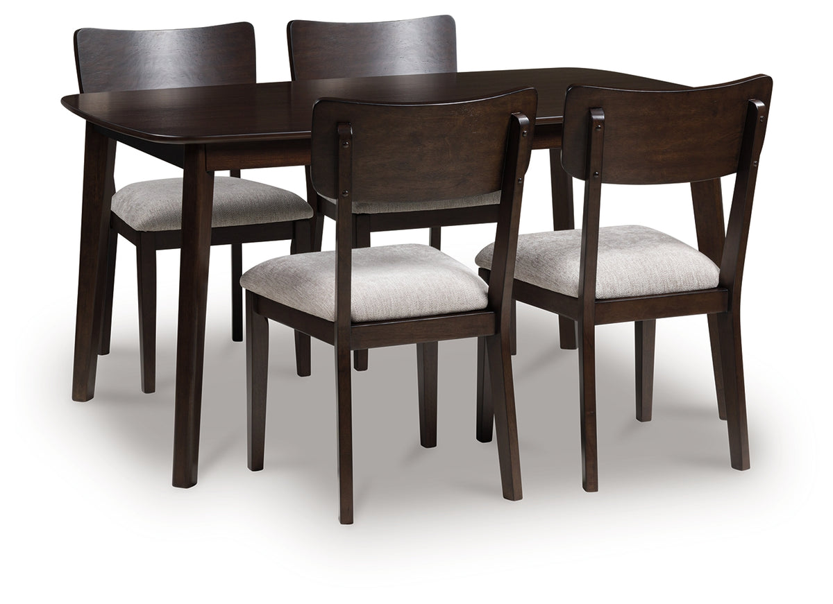 Sectionals for Less - Ashley Furniture - Mallenette Dining Table and 4 Chairs (Set of 5) - Dining Room Table Set (5/CN) / Merlot - PCD607-225