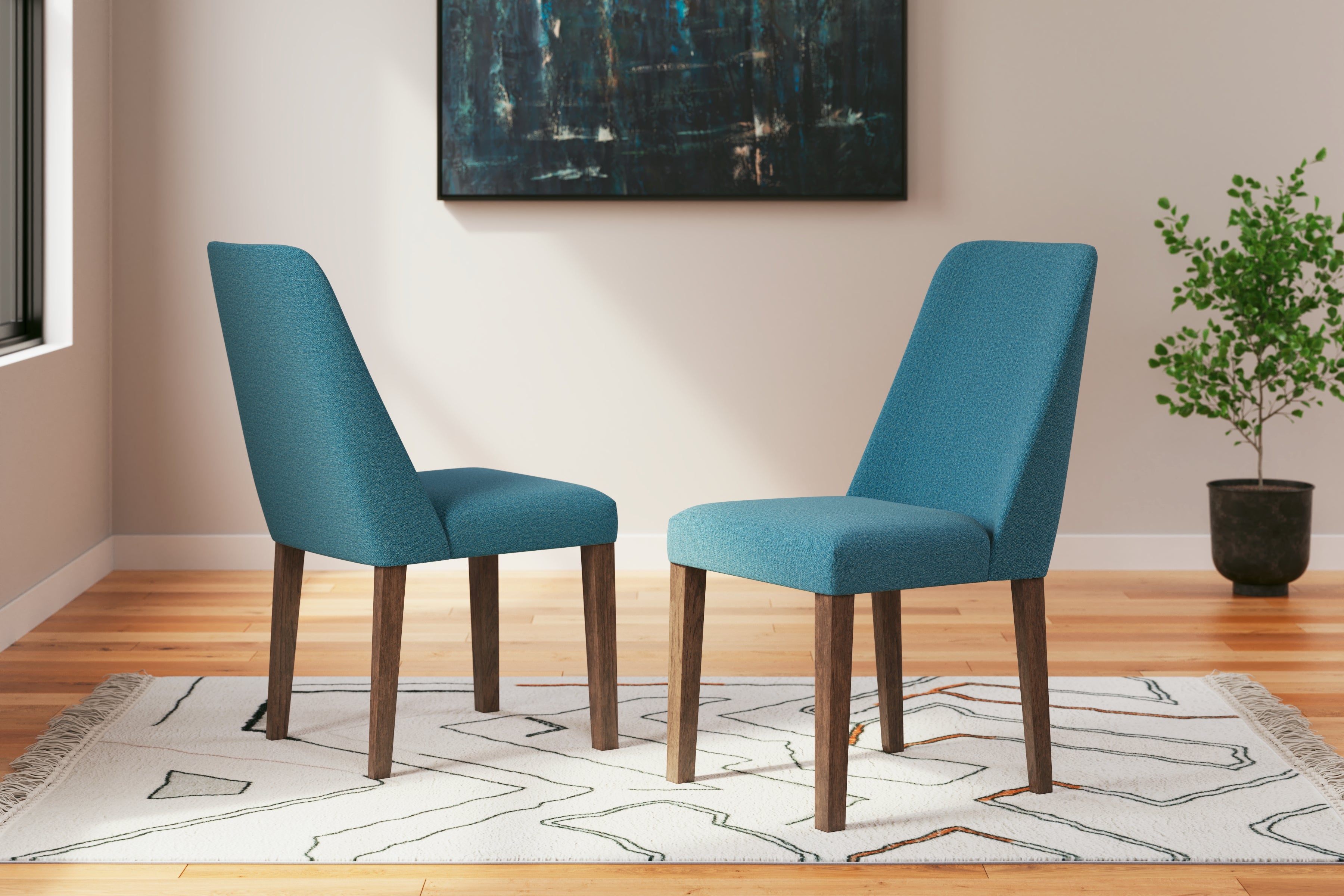 Sectionals for Less - Ashley Furniture - Lyncott Dining Room - Dining Chair (Set of 2) / Blue/Brown - D615-03X2