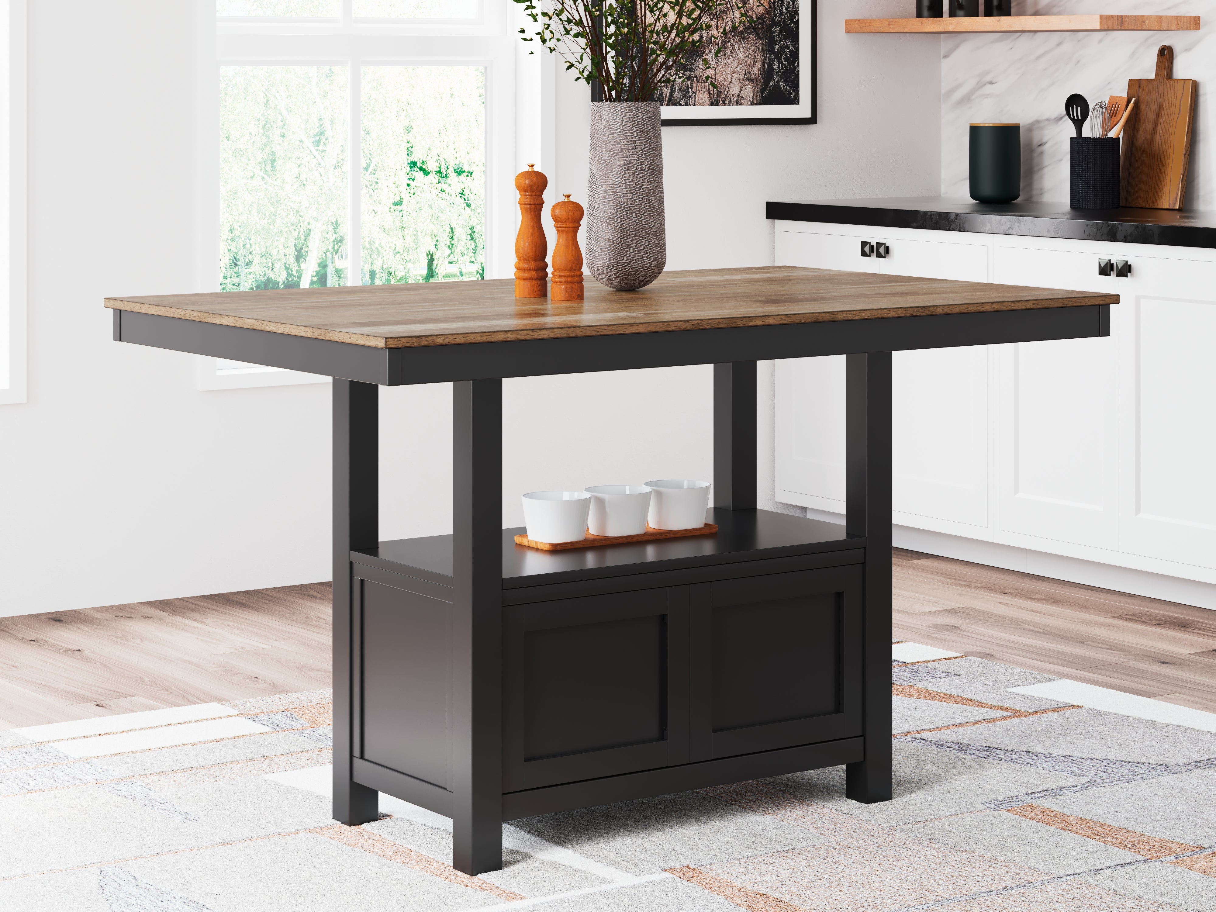 Sectionals for Less - Ashley Furniture - Wildenauer Dining Room - RECT Dining Room Counter Table / Brown/Black - D634-13