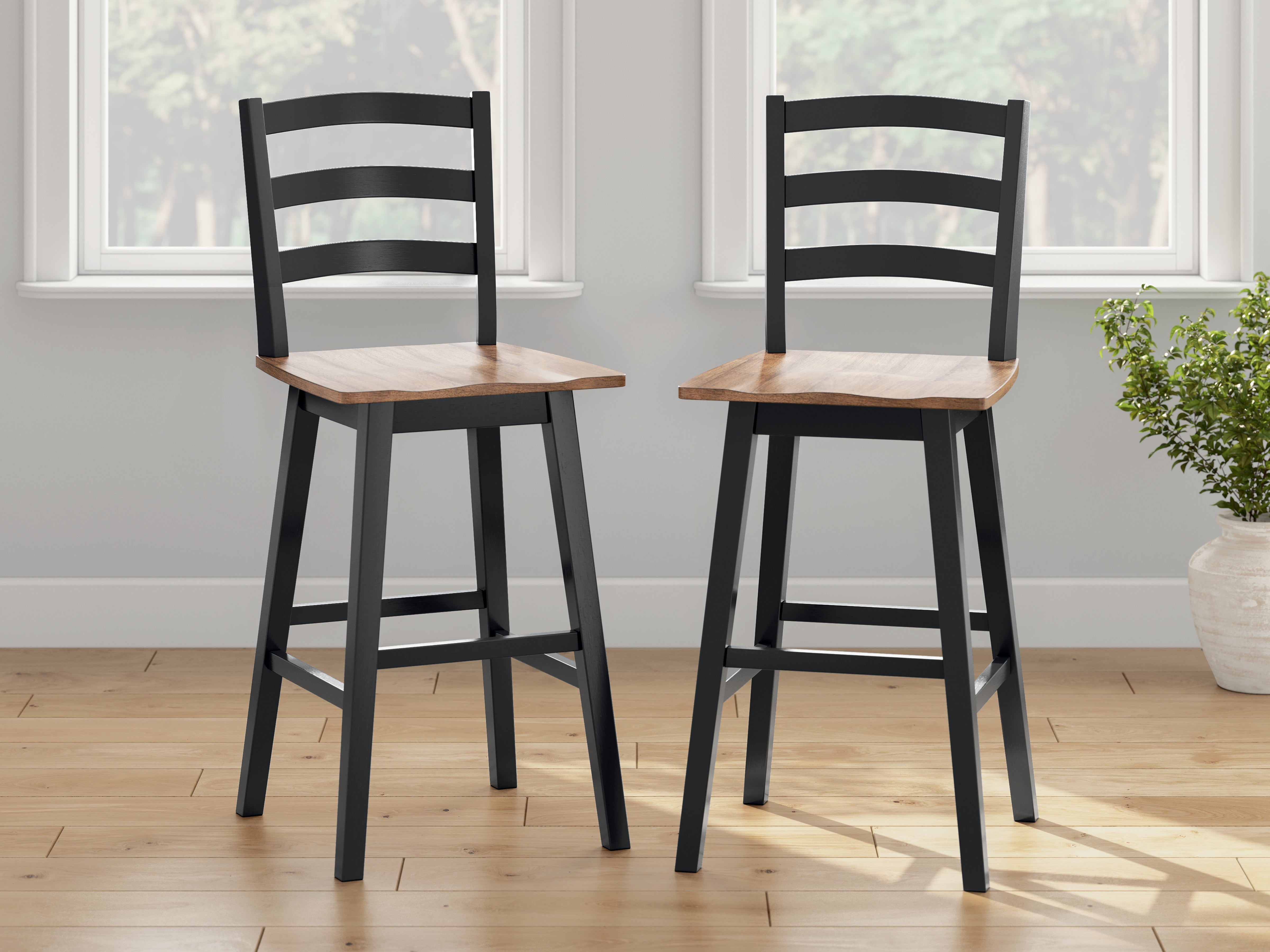 Sectionals for Less - Ashley Furniture - Wildenauer Dining Room - Bar Height Barstool (Set of 2) / Brown/Black - D634-230X2