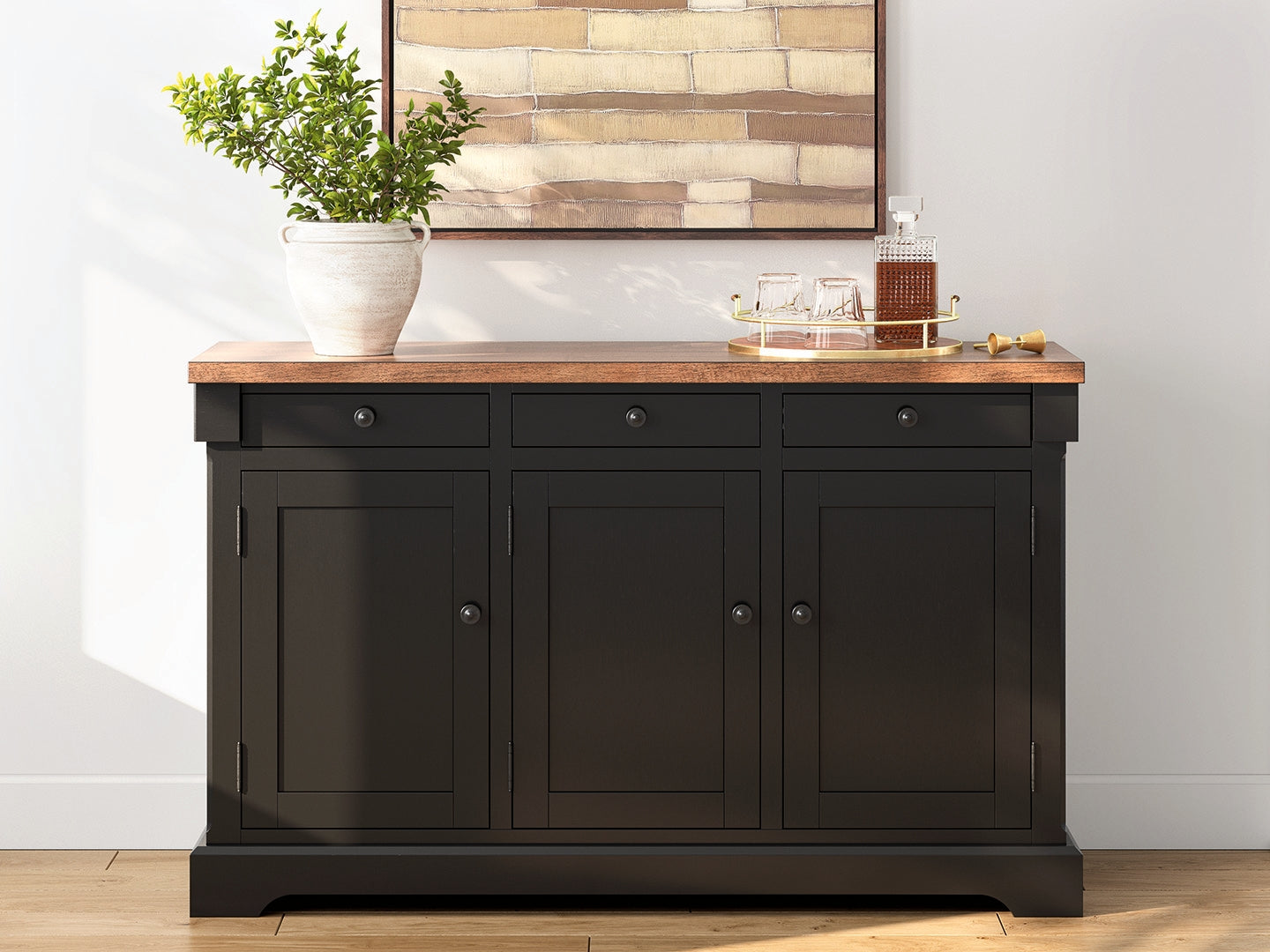 Sectionals for Less - Ashley Furniture - Wildenauer Dining Room - Dining Room Buffet / Brown/Black - D634-80