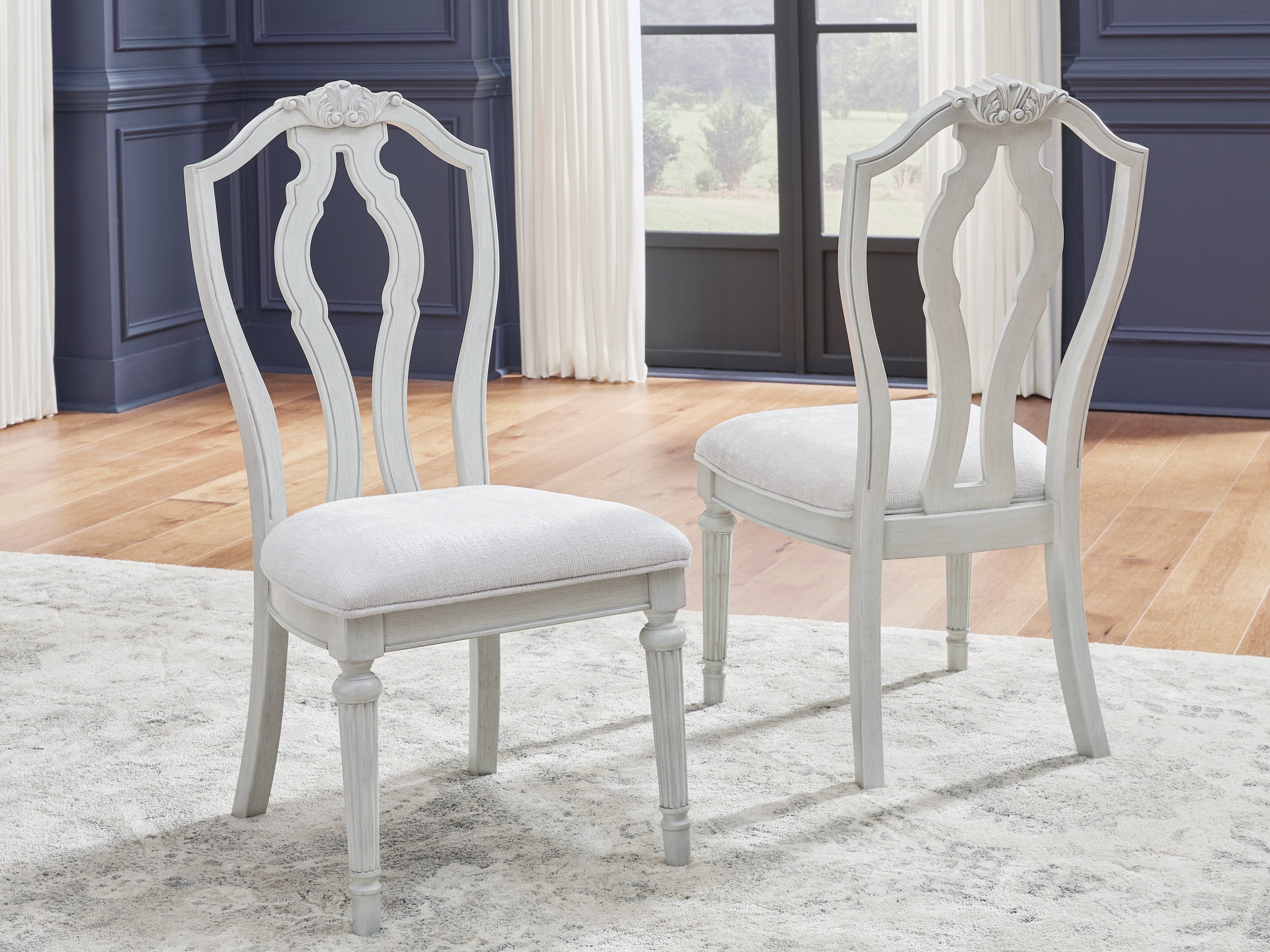 Sectionals for Less - Ashley Furniture - Montelaine Dining Room - Dining Chair (Set of 2) / Antique White - D795-01X2