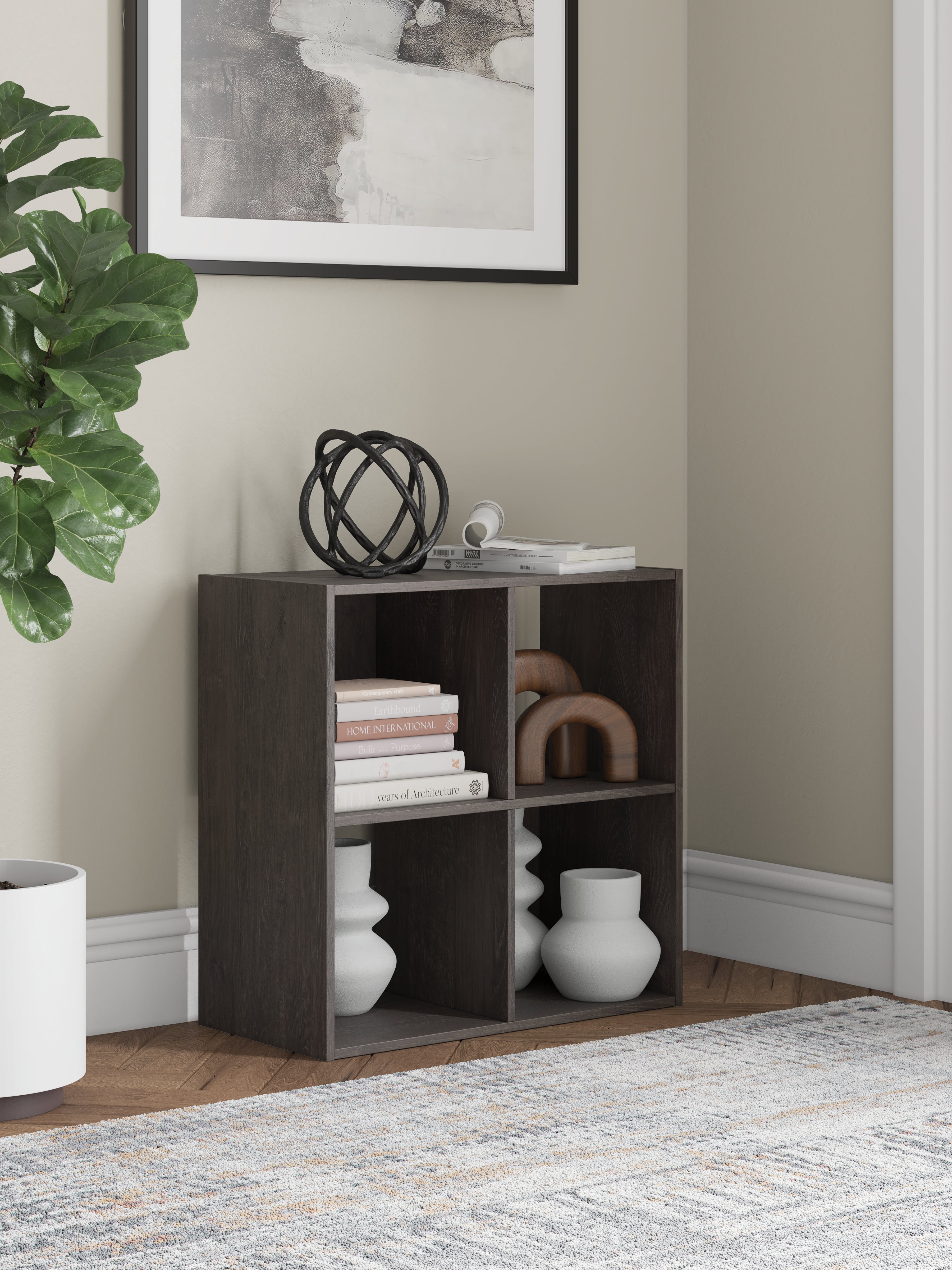 Sectionals for Less - Ashley Furniture - Piperton Four Cube Organizer - Four Cube Organizer / Charcoal - EA5514-2X2