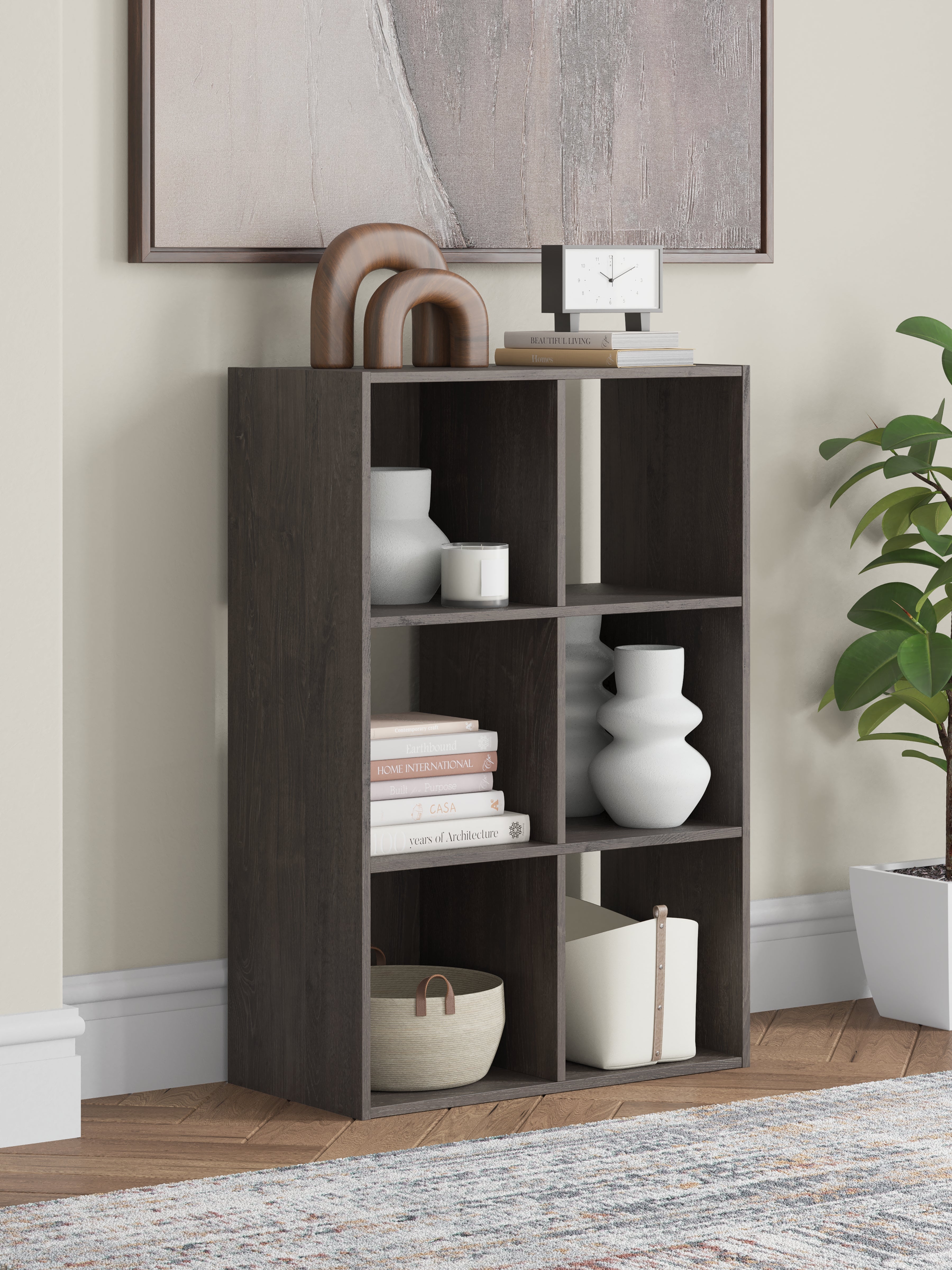 Sectionals for Less - Ashley Furniture - Piperton Six Cube Organizer - Six Cube Organizer / Charcoal - EA5514-3X2