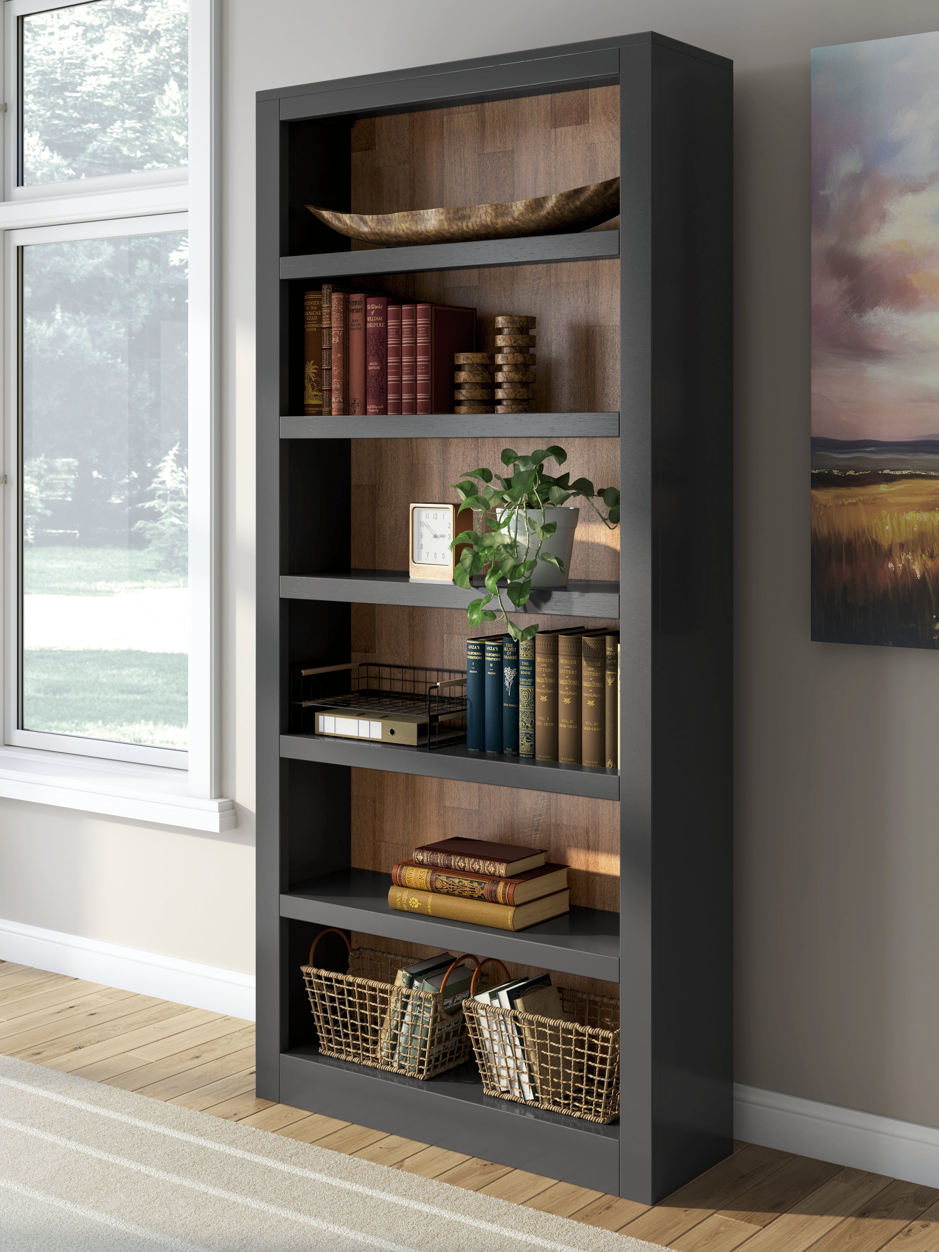 Sectionals for Less - Ashley Furniture - Wildenauer Bookcase - Bookcase / Brown/Black - H664-70