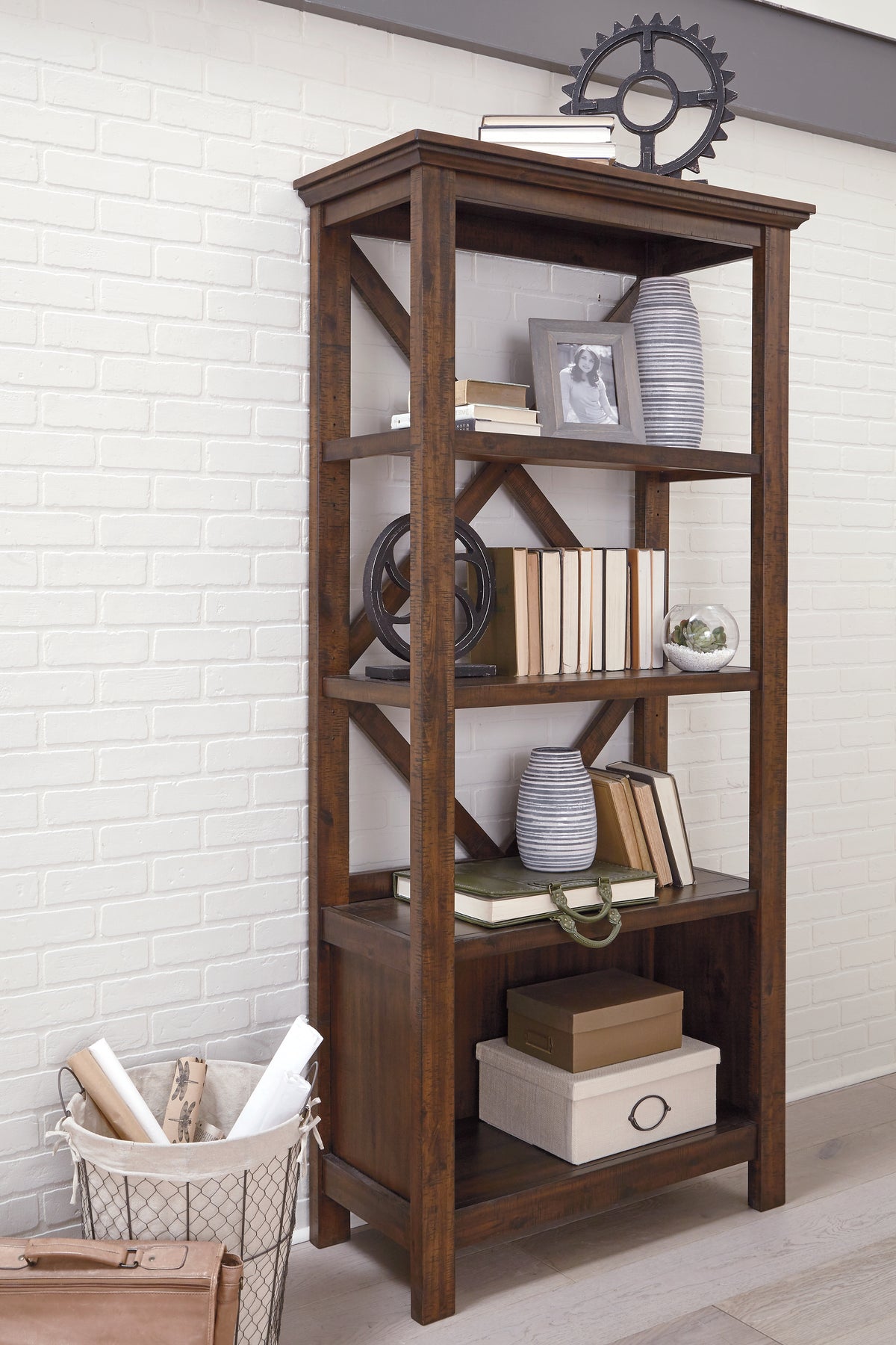 Sectionals for Less - Ashley Furniture - Baldridge Bookcase - Large Bookcase / Rustic Brown - H675-17