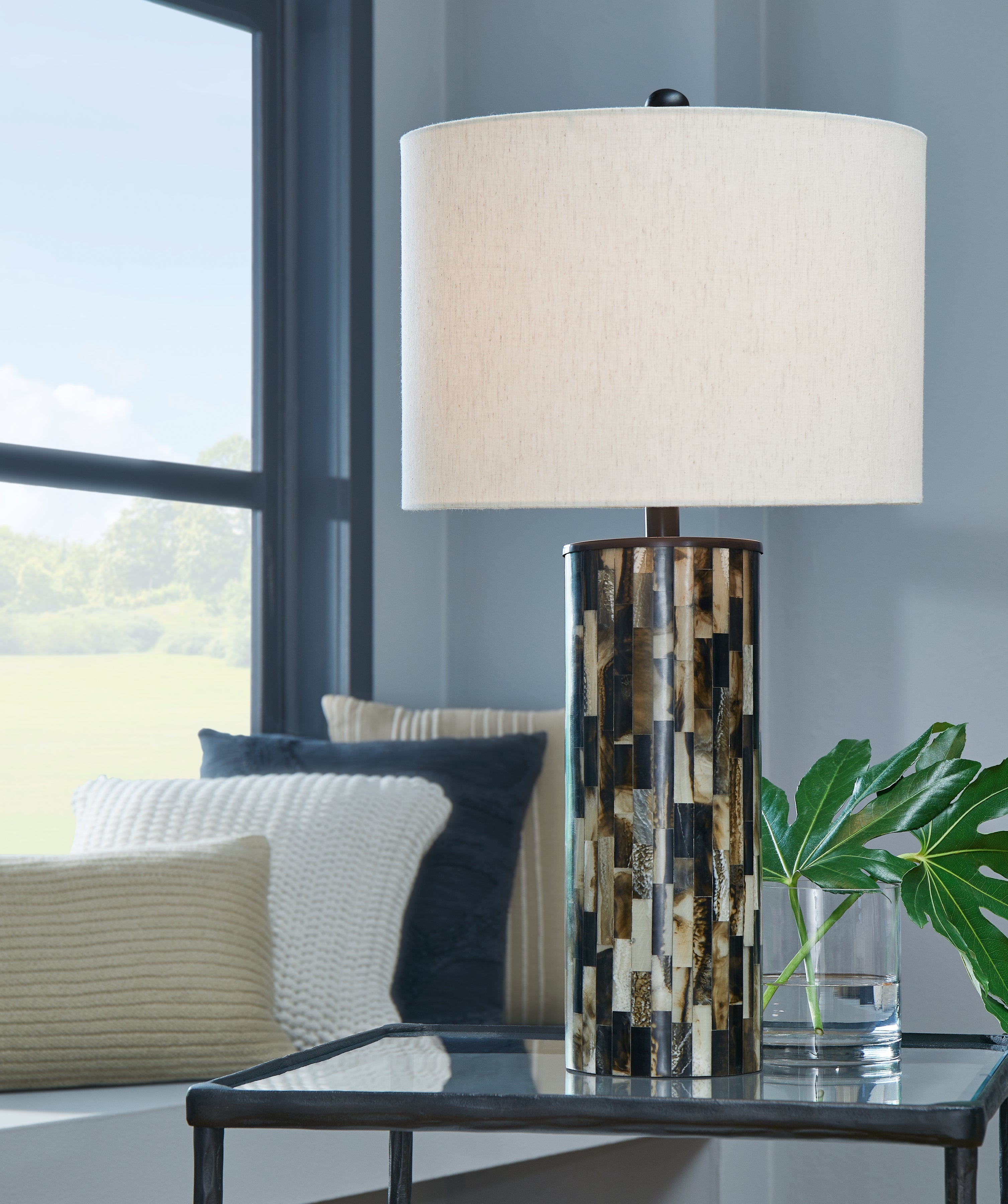 Sectionals for Less - Ashley Furniture - Ellford Lighting - Poly Table Lamp (1/CN) / Black/Brown/Cream - L235684