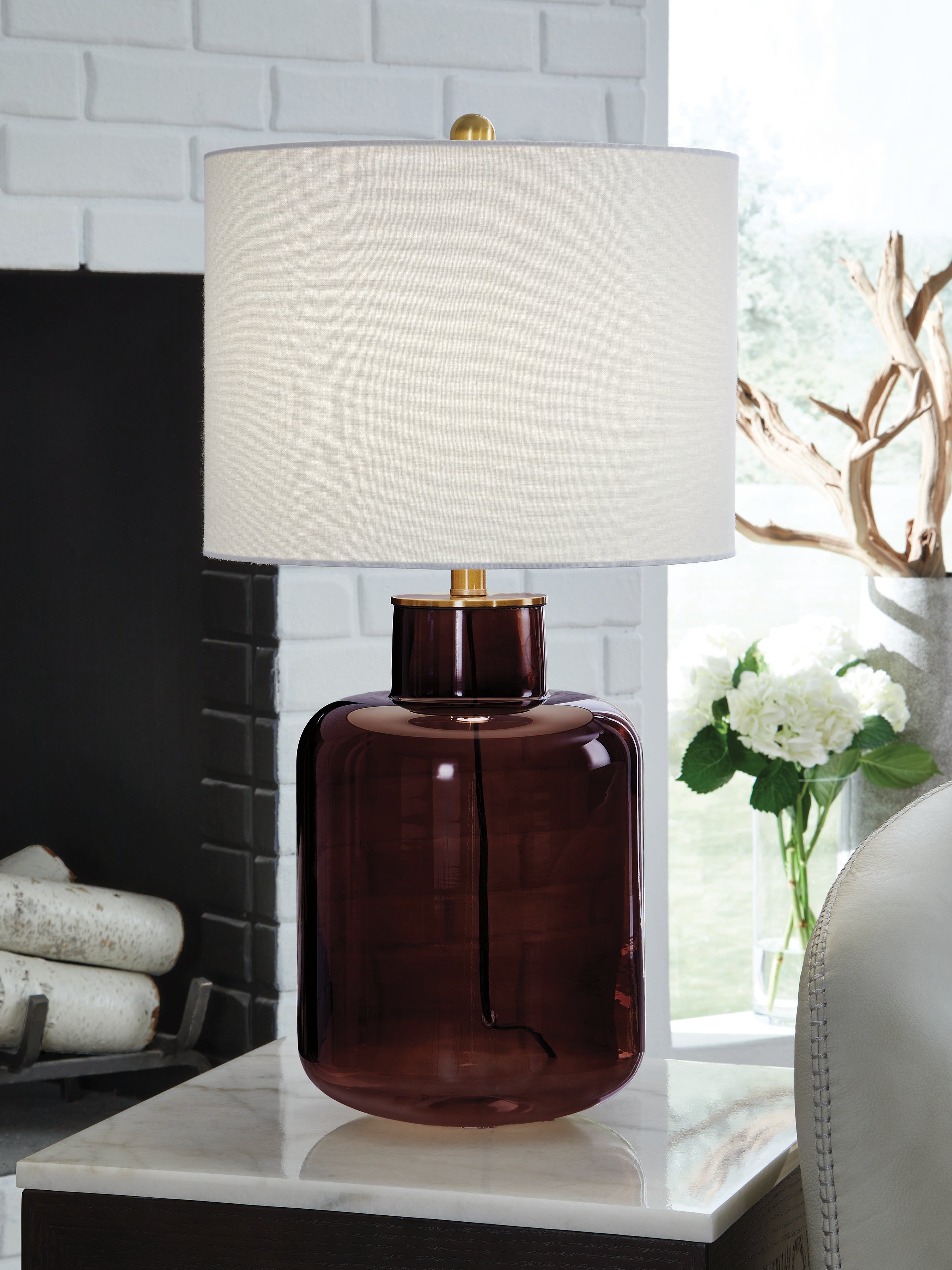 Sectionals for Less - Ashley Furniture - Mette Lighting - Glass Table Lamp (1/CN) / Brown/Gold Finish - L430924