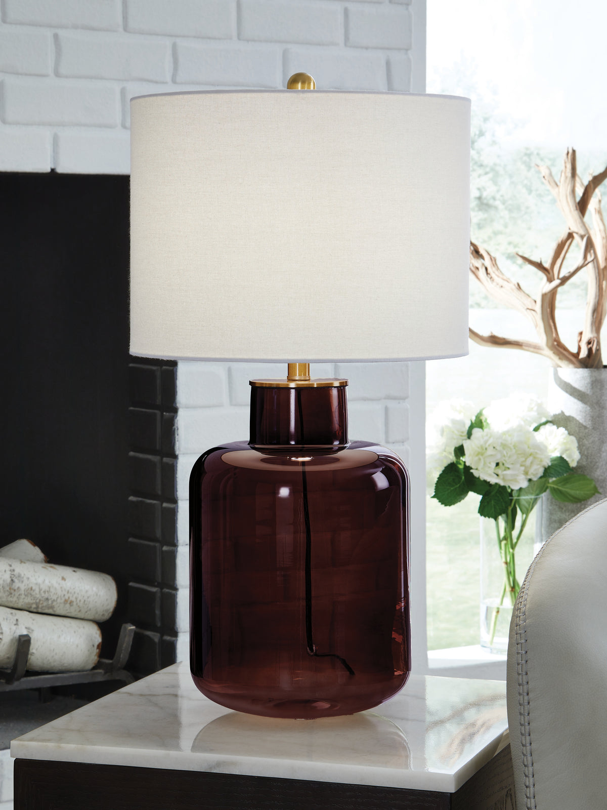 Sectionals for Less - Ashley Furniture - Mette Lighting - Glass Table Lamp (1/CN) / Brown/Gold Finish - L430924