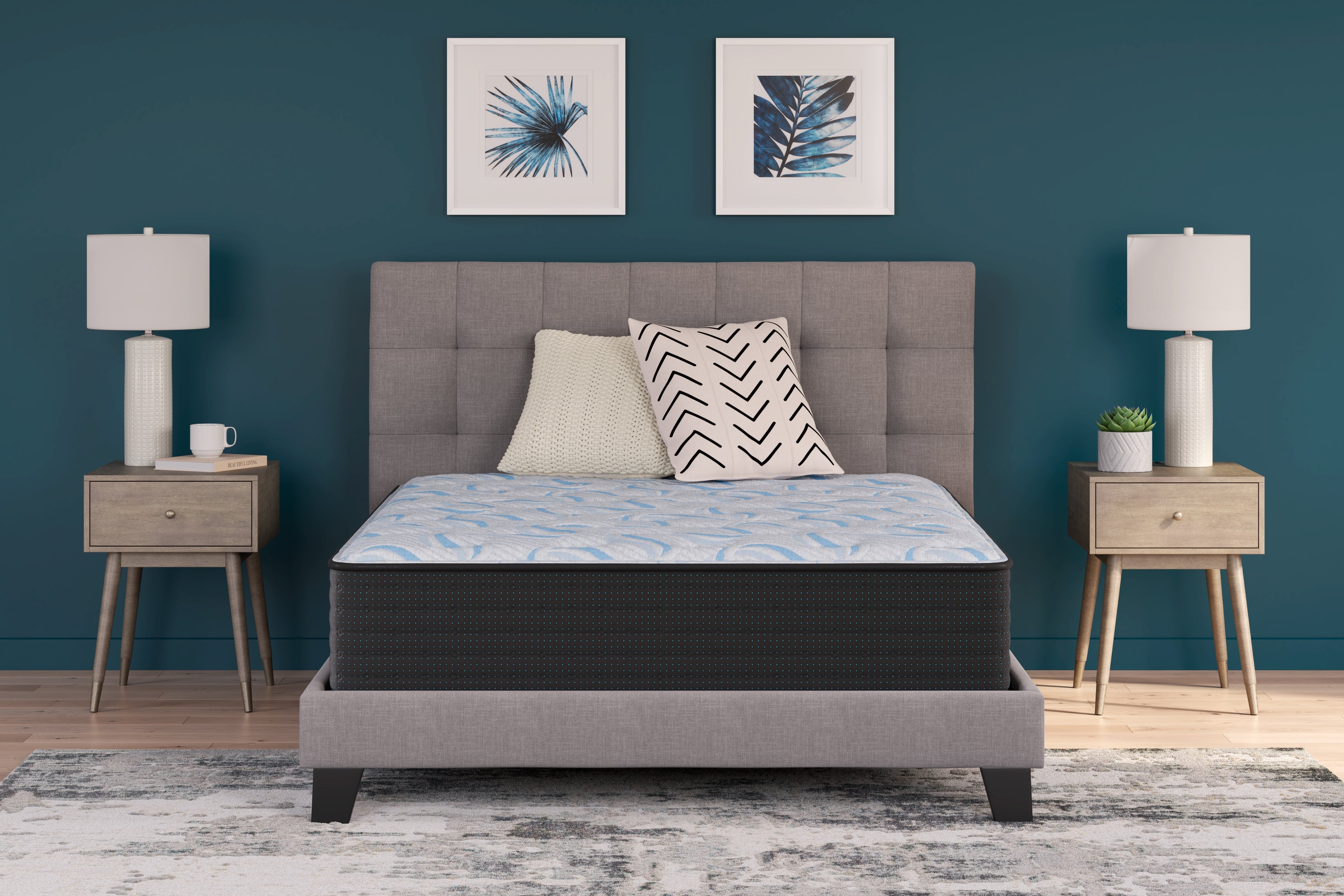 Sectionals for Less - Ashley Furniture - Elite Springs Firm Mattresses - California King / Gray/Blue - M40551