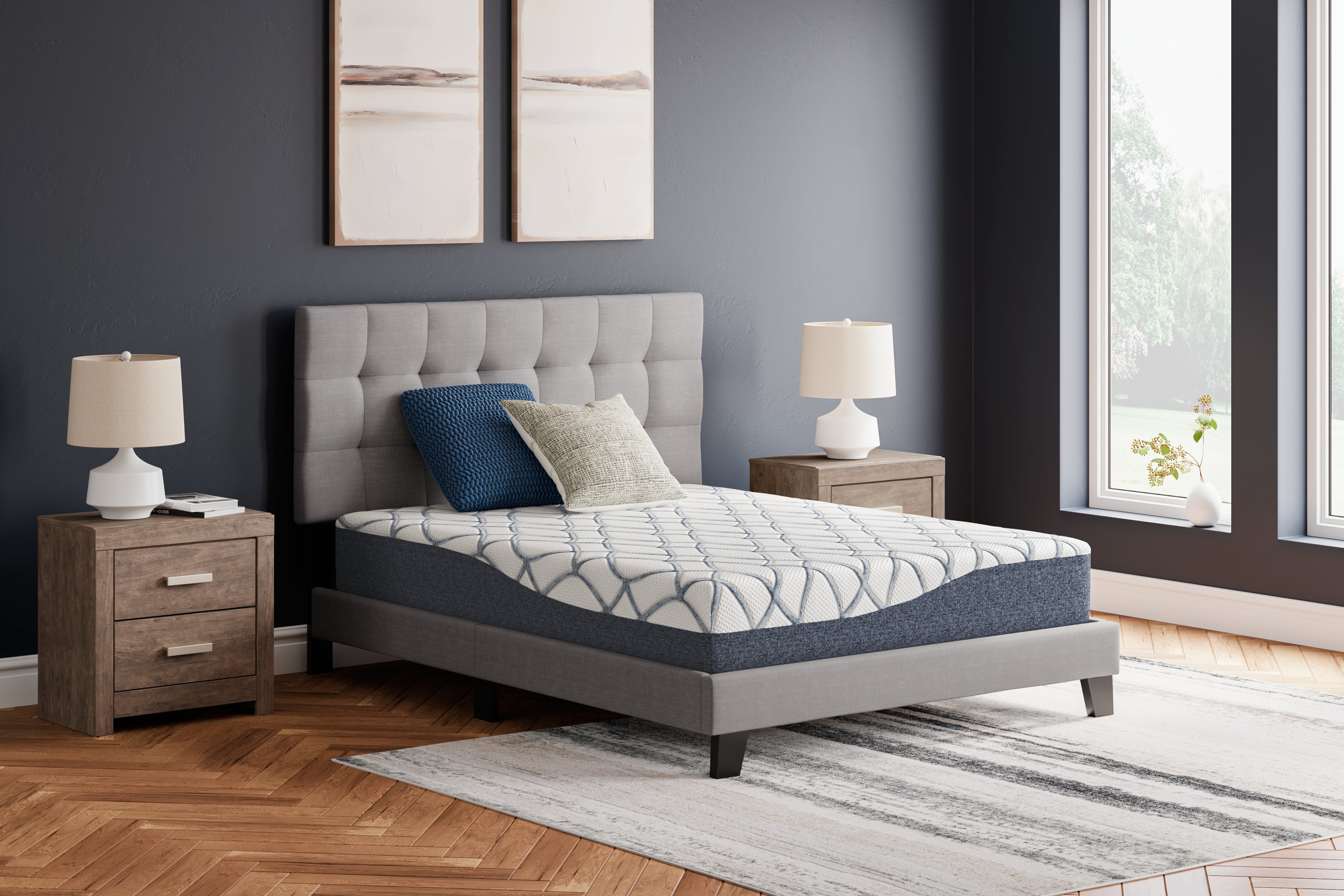 Sectionals for Less - Ashley Furniture - 10 Inch Chime Elite 2.0 Mattresses - King / White/Blue - M42541