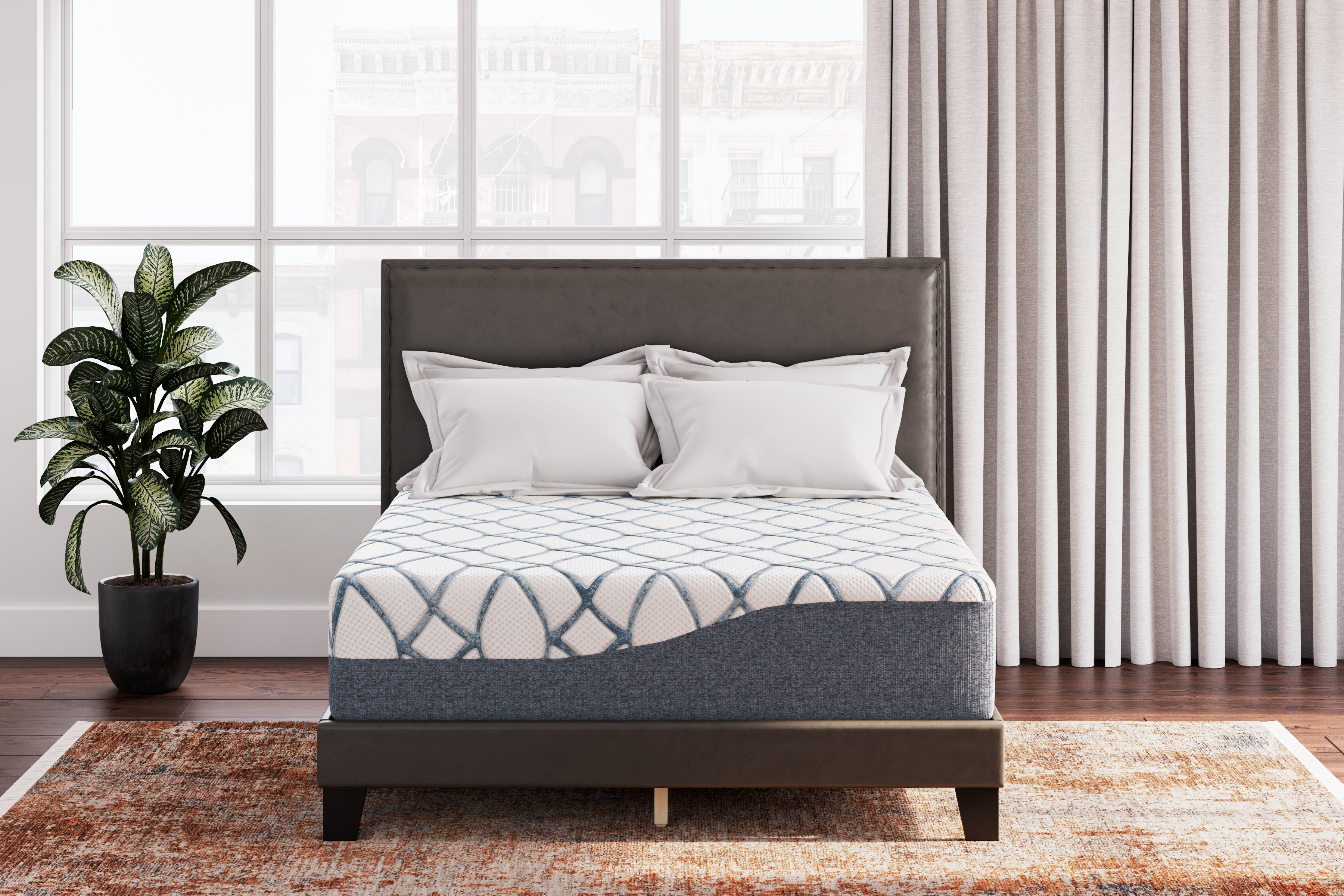 Sectionals for Less - Ashley Furniture - 14 Inch Chime Elite 2.0 Mattresses - Queen / White/Blue - M42731