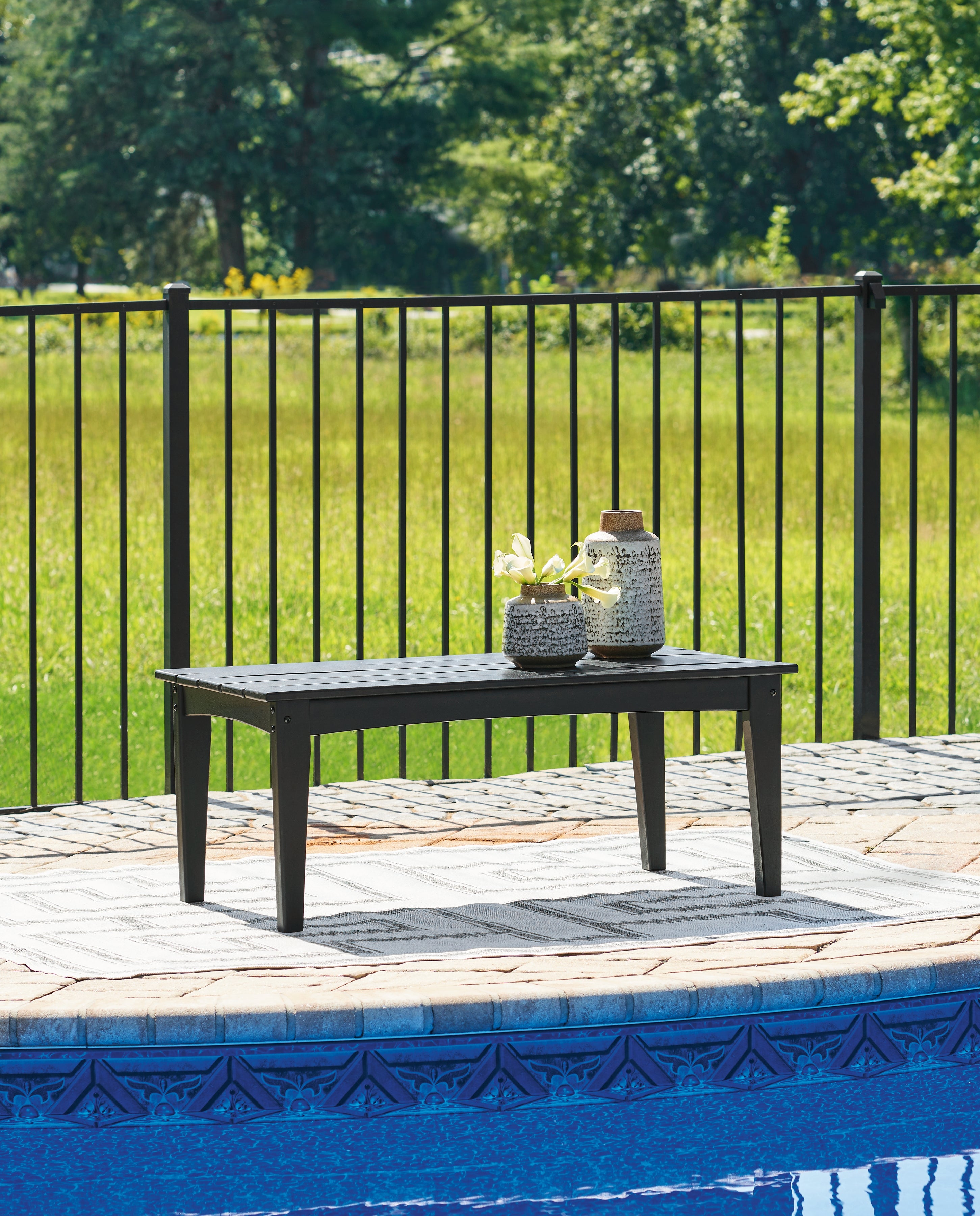 Sectionals for Less - Ashley Furniture - Hyland wave Outdoor - Rectangular Cocktail Table / Black - P108-701
