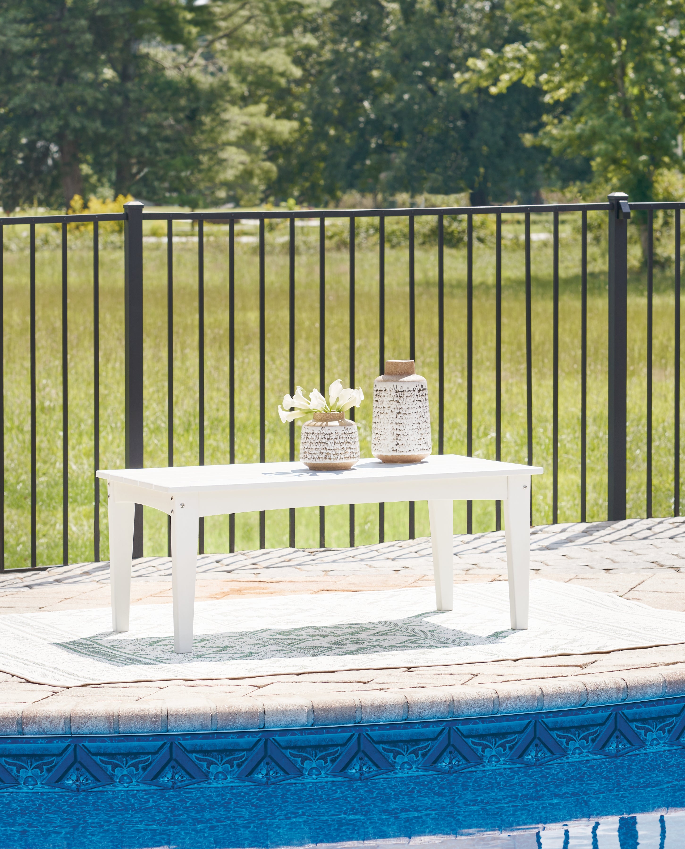 Sectionals for Less - Ashley Furniture - Hyland wave Outdoor - Rectangular Cocktail Table / White - P111-701