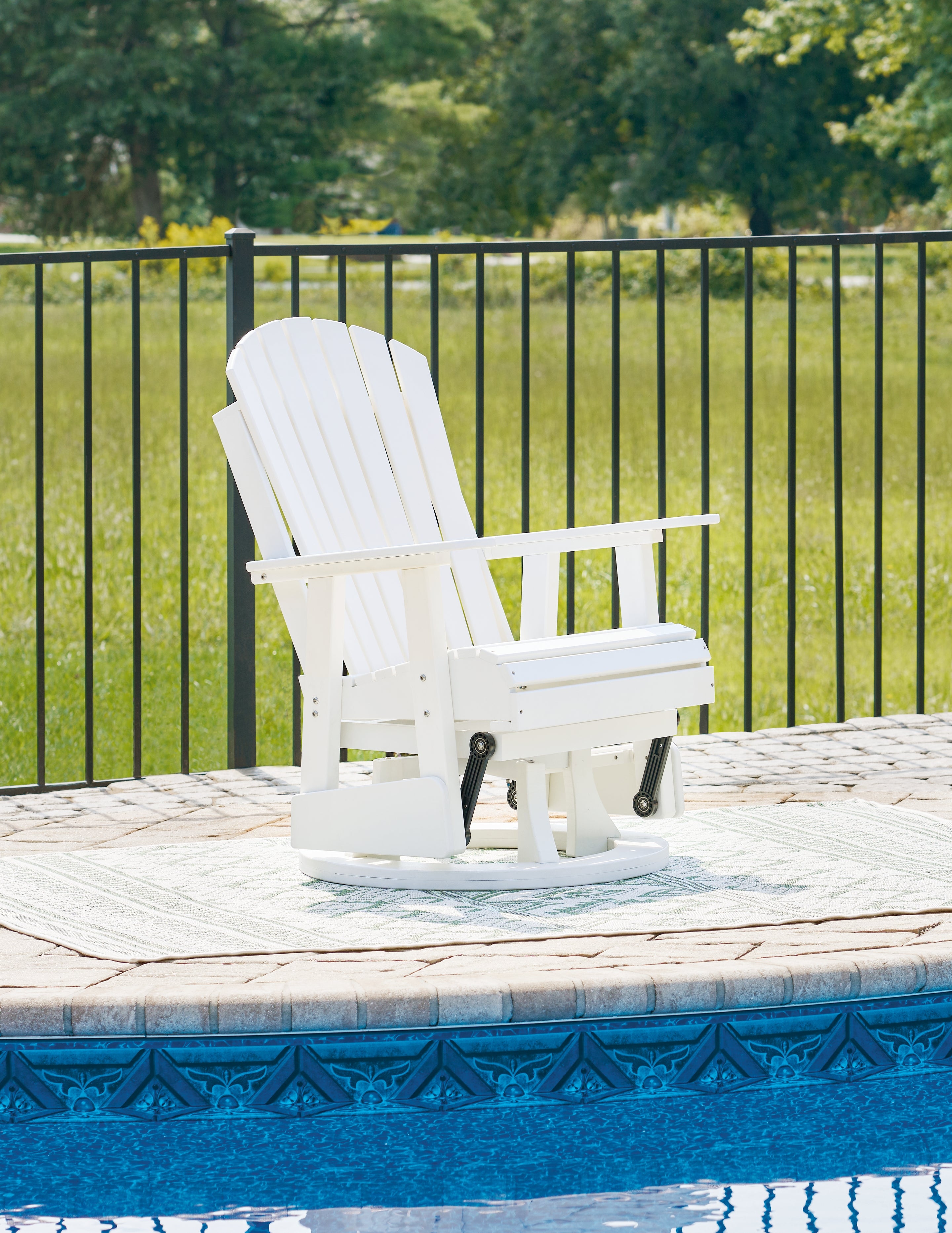 Sectionals for Less - Ashley Furniture - Hyland wave Outdoor - Swivel Glider Chair / White - P111-820