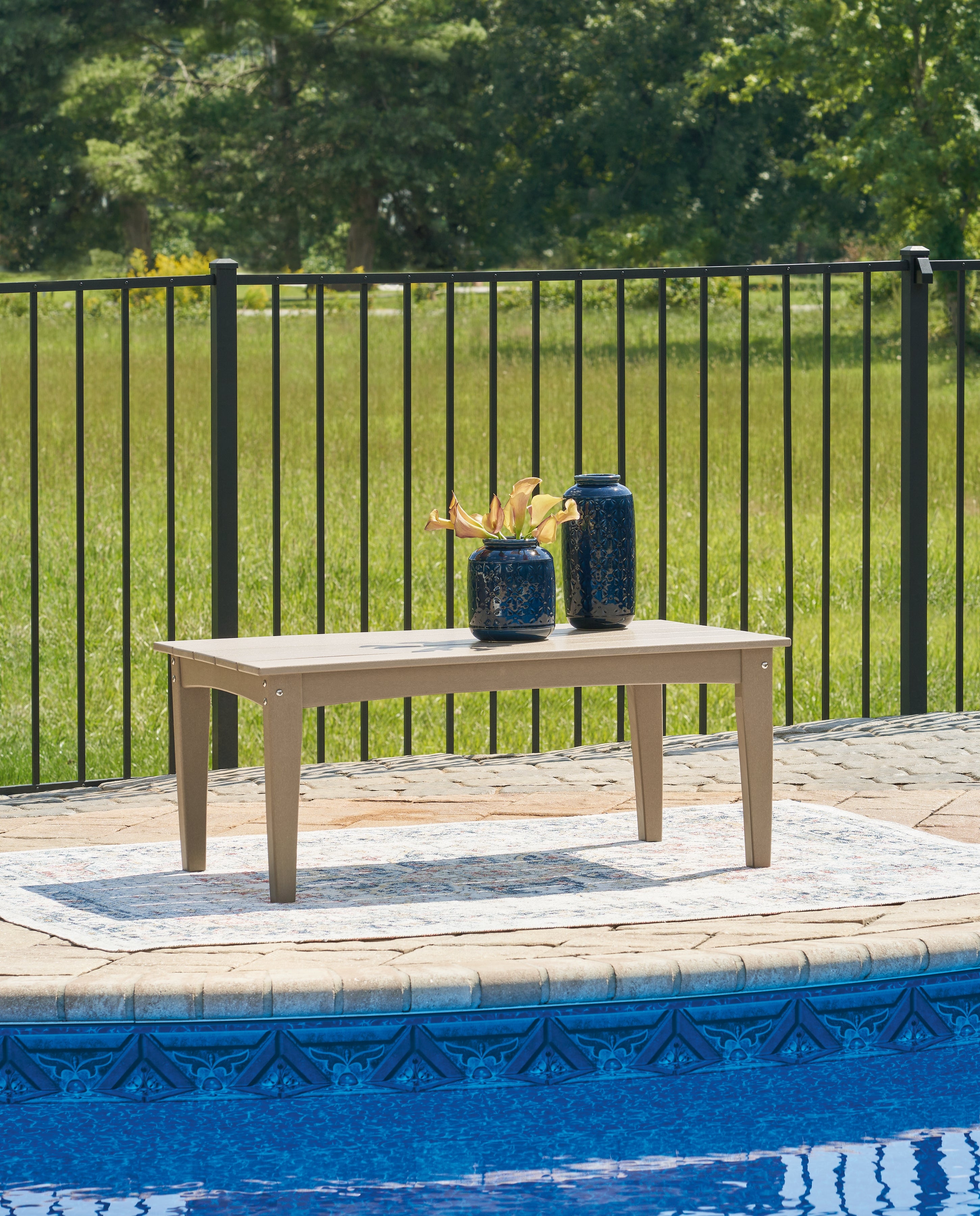 Sectionals for Less - Ashley Furniture - Hyland wave Outdoor - Rectangular Cocktail Table / Driftwood - P114-701