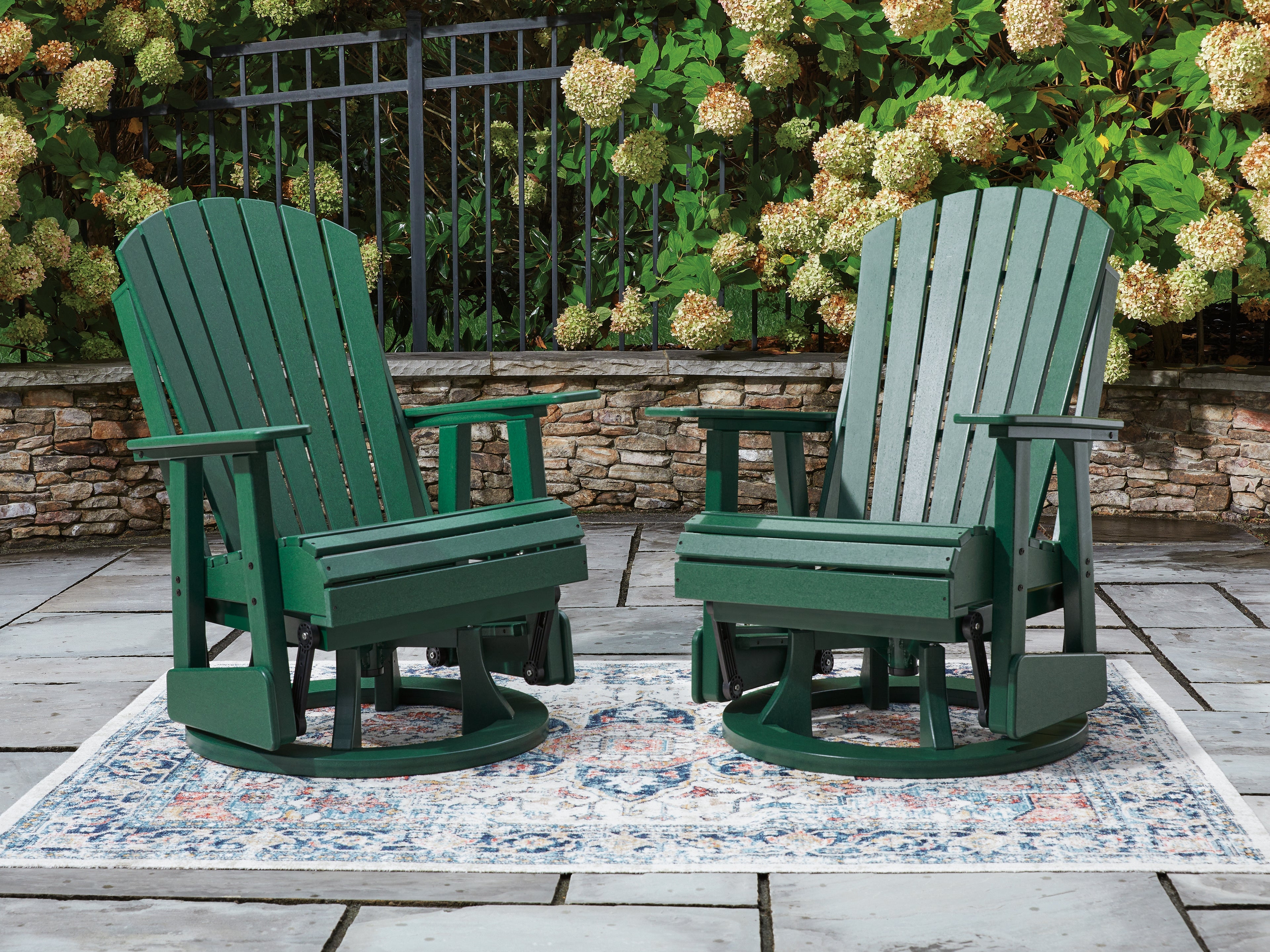 Sectionals for Less - Ashley Furniture - Shell Beach Outdoor - Swivel Glider Chair / Green - PCP115-820