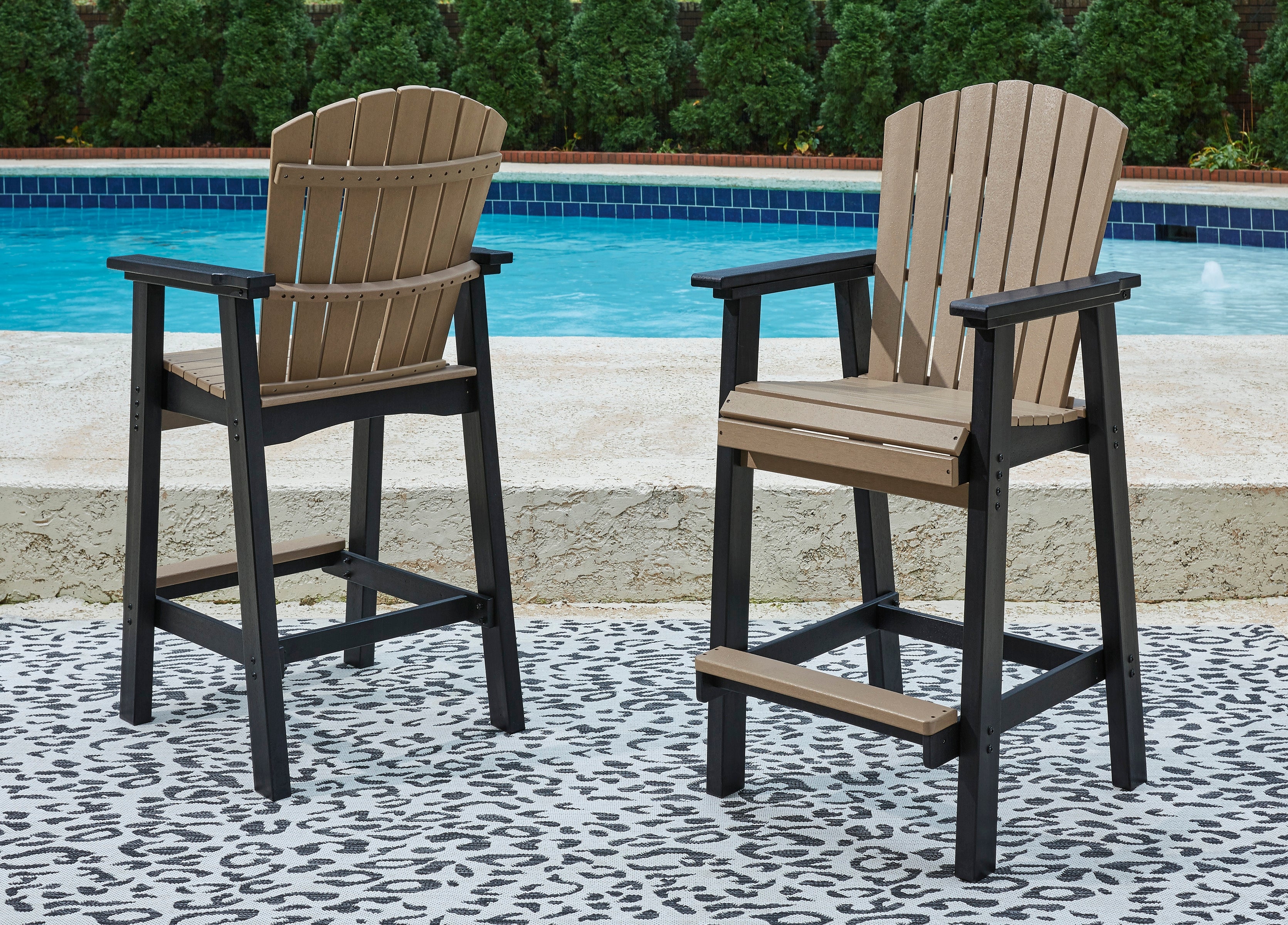 Sectionals for Less - Ashley Furniture - Fairen Trail Outdoor - Barstool (Set of 2) / Black/Driftwood - P211-124