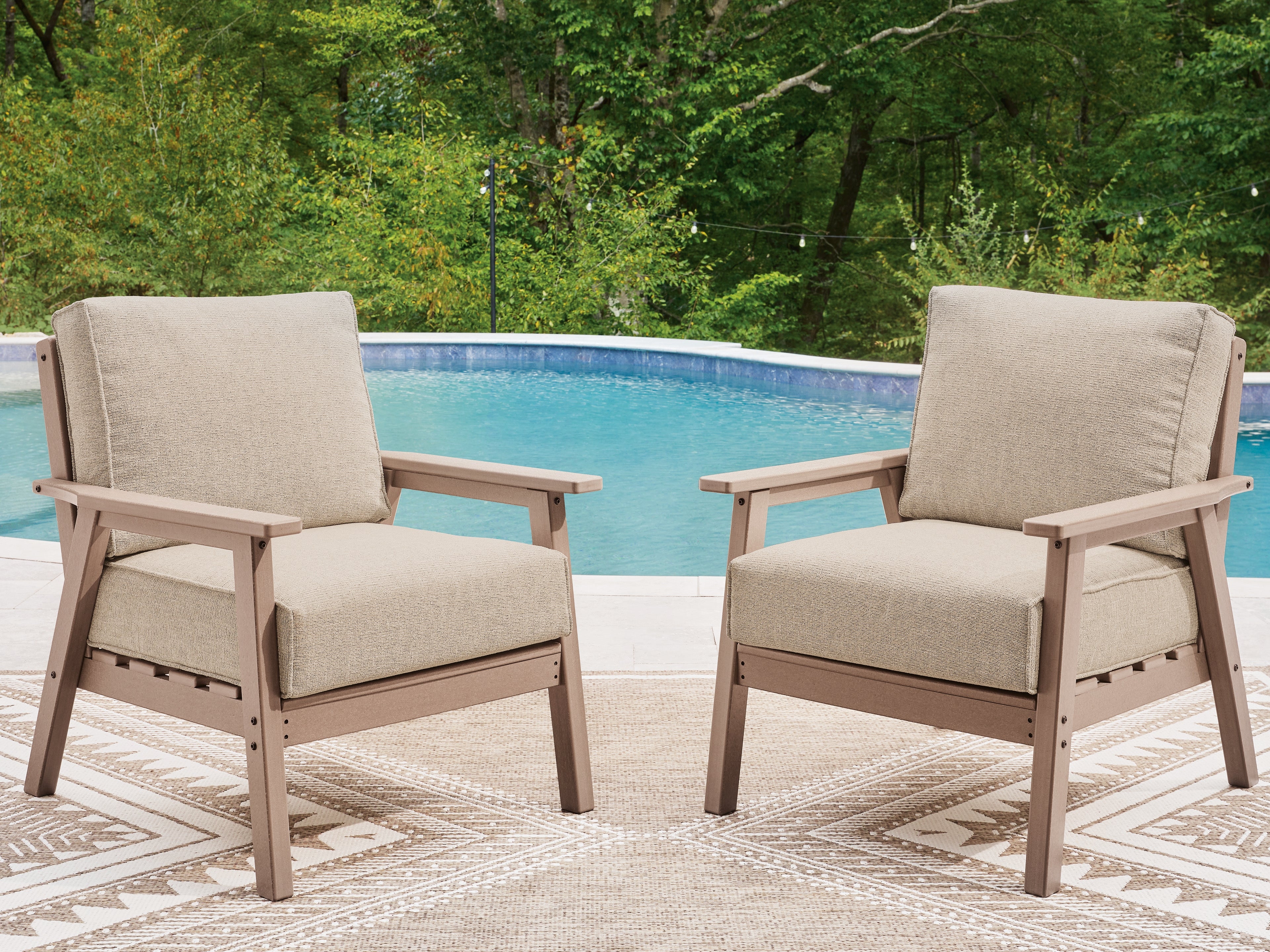Sectionals for Less - Ashley Furniture - Grover Beach Outdoor - Lounge Chair w/Cushion (Set of 2) / Driftwood - PCP422-820