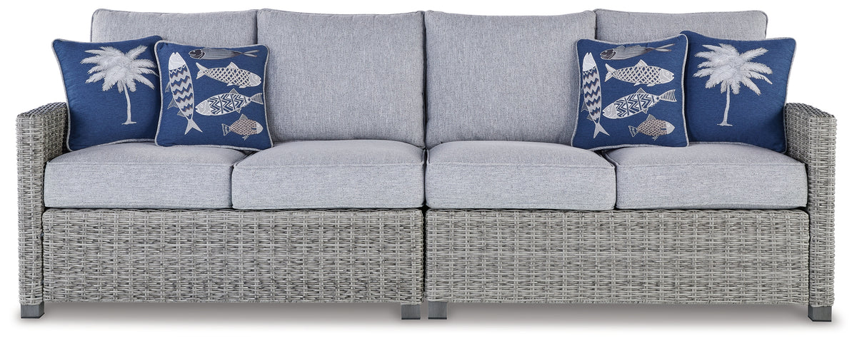 Sectionals for Less - Ashley Furniture - Naples Beach Outdoor - RAF/LAF Loveseat w/CUSH (Set of 2) / Light Gray - P439-854